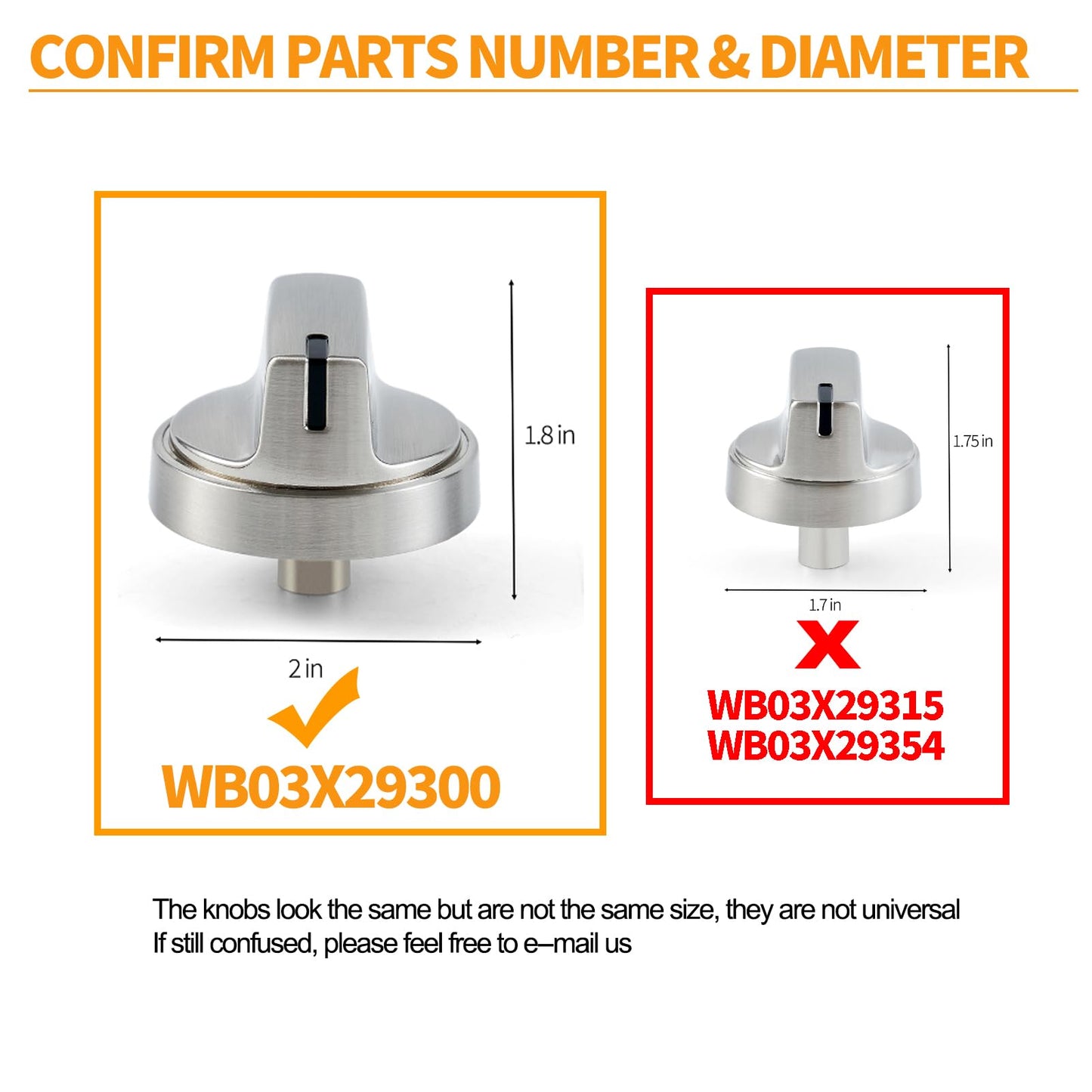 atgestore WB03X29300 Stainless Steel Stove Knobs Replacement for GE Stove Parts Gas Range Knobs JGP3030SLSS JGP3036SL1SS JGP3030SL1SS GE Cooktop Knob Metal Control Surface Burner Knobs 4 Pcs