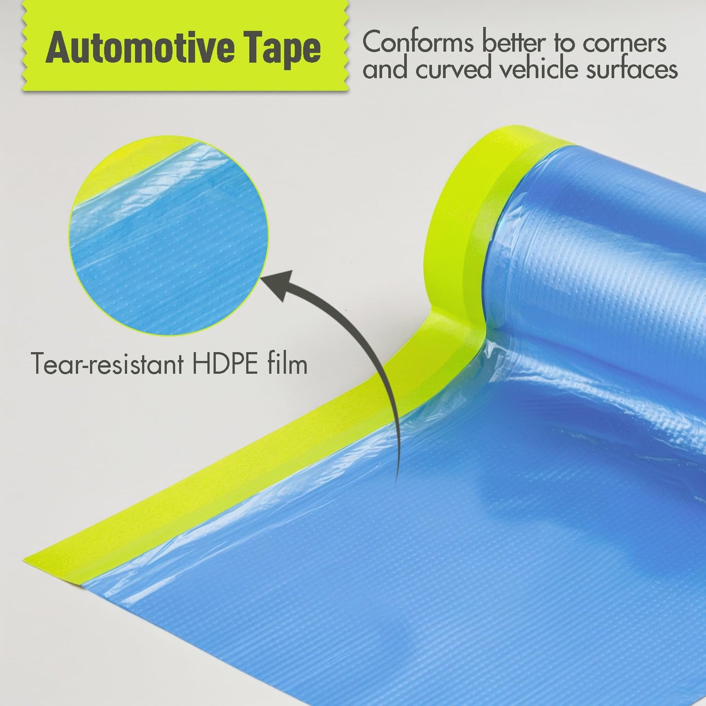 Tangibay Pre-Taped Masking Film for Painting - 56" x 66' Painters Plastic Sheeting for House & Automotive Paint, Tape and Drape for Covering Cars, Walls, Windows and Furniture Protection (6 Rolls)