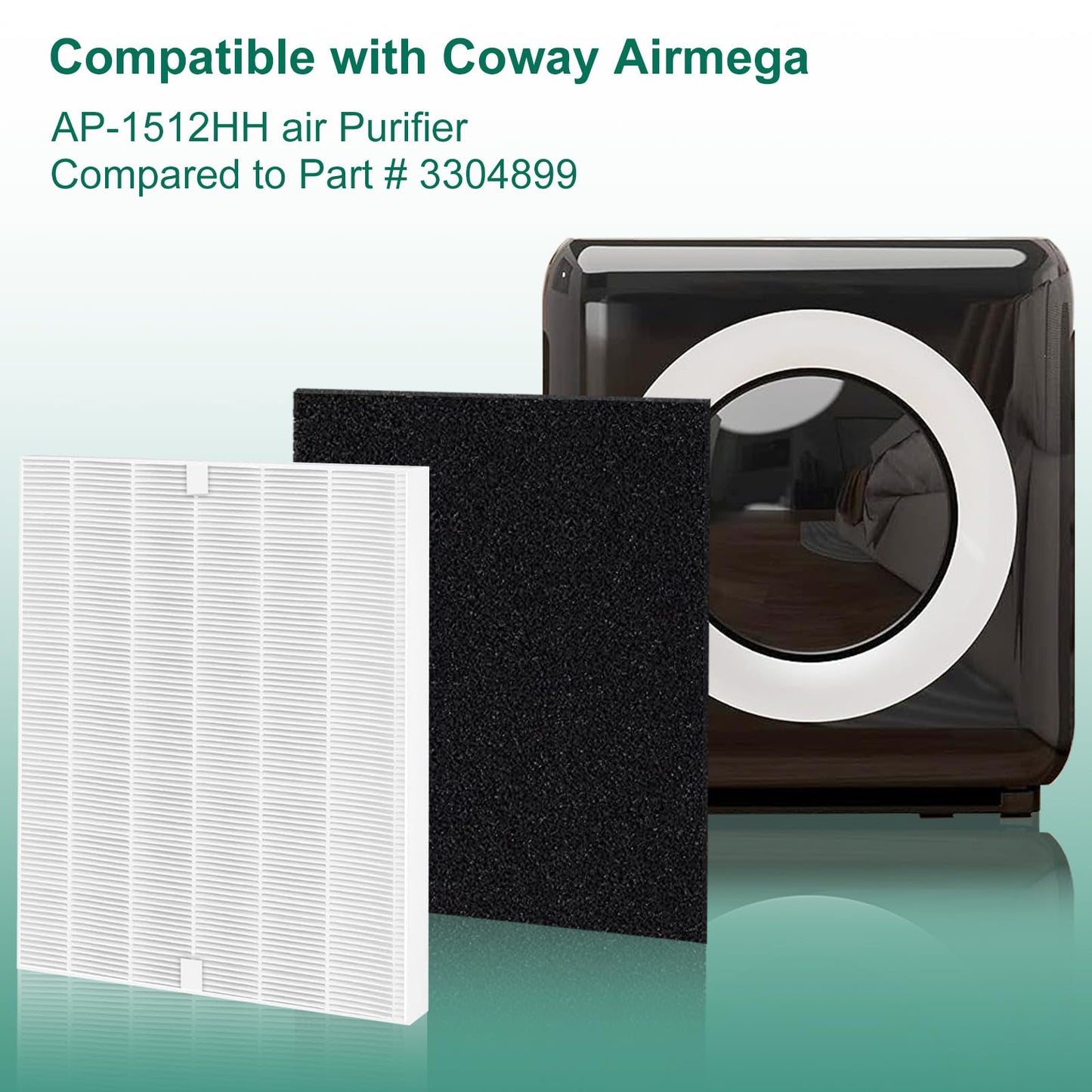 NXBHG AP-1512HH Replacement Filter Compatible with Coway Airmega AP-1512HH and Airmega 200M air Puri-Fier, AP-1512HH-FP, AP-1518R, AP-1519P, 4 Filter, 4 Carbon Filters, Compared to Part #3304899