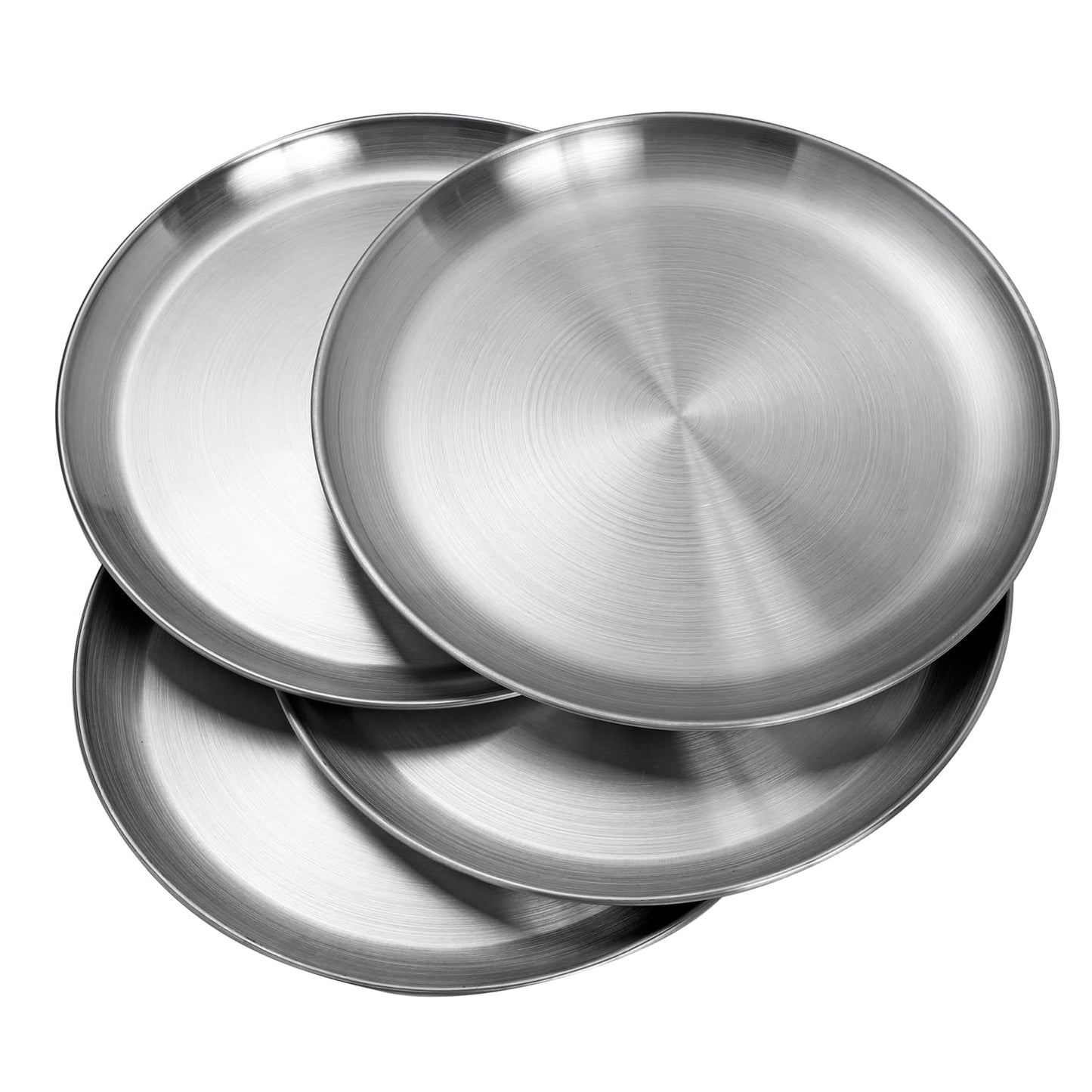CAMBUY Stainless Steel Plates 9 inch 304 Metal Lightweight Unbreakable Dinner Dishes Plates Set Non-Toxin Dishwasher Safe BPA Free and Healthy (10 Pcs)