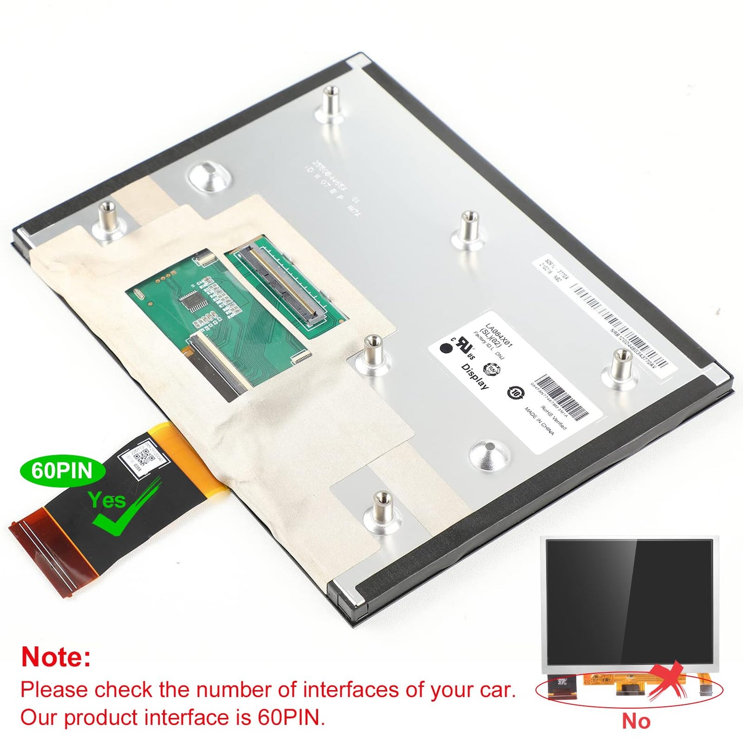 17-22 Replacement 8.4" Uconnect 4C UAQ LCD Monitor Touch-Screen Radio Navigation New OEM Replacement Fit for Dodge RAM Jeep Chrysler 2017&up Replace #LA084X01(SL)(02)