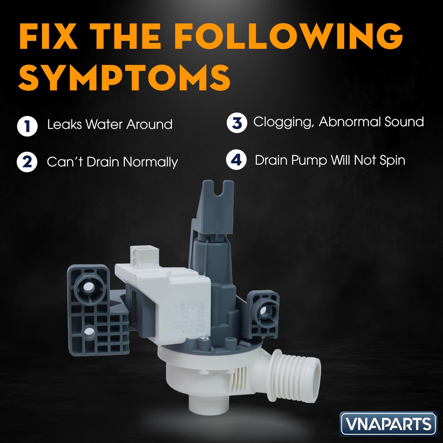 VNAPARTS W10876600 Washer Drain Pump W10727777 For Whirlpool Cabrio, B25-3a04 Drain Pump For Maytag Bravos xl W10876600VP, AP6004933, B25-3A04 4455877 Top Load Washer mvwb835dw1 mvwx655dw1 washer