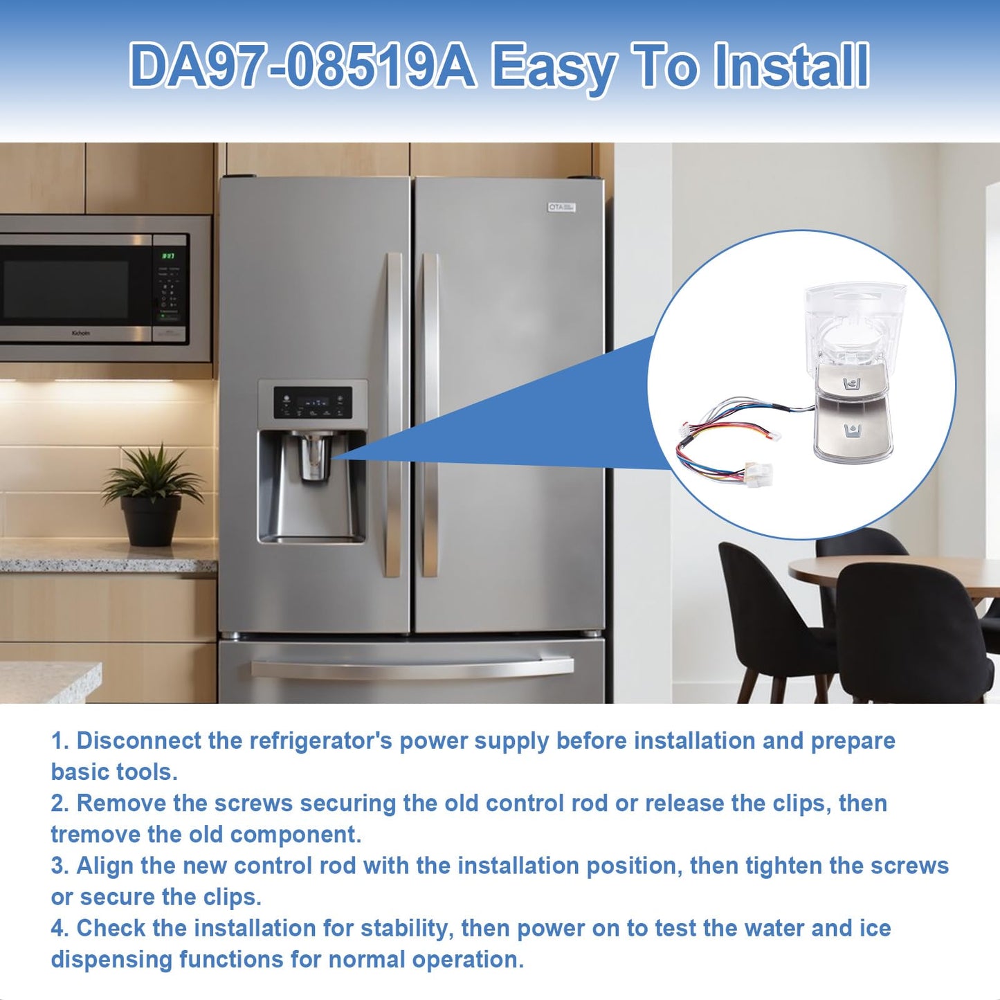 DA97-08519A Refrigerator Ice & Water Dispenser Lever Assembly Replace for AP4578518 2051414 PS4175907 Compatible with Samsung Refrigerators RF4287HARS RF4289HARS RF4287HABP