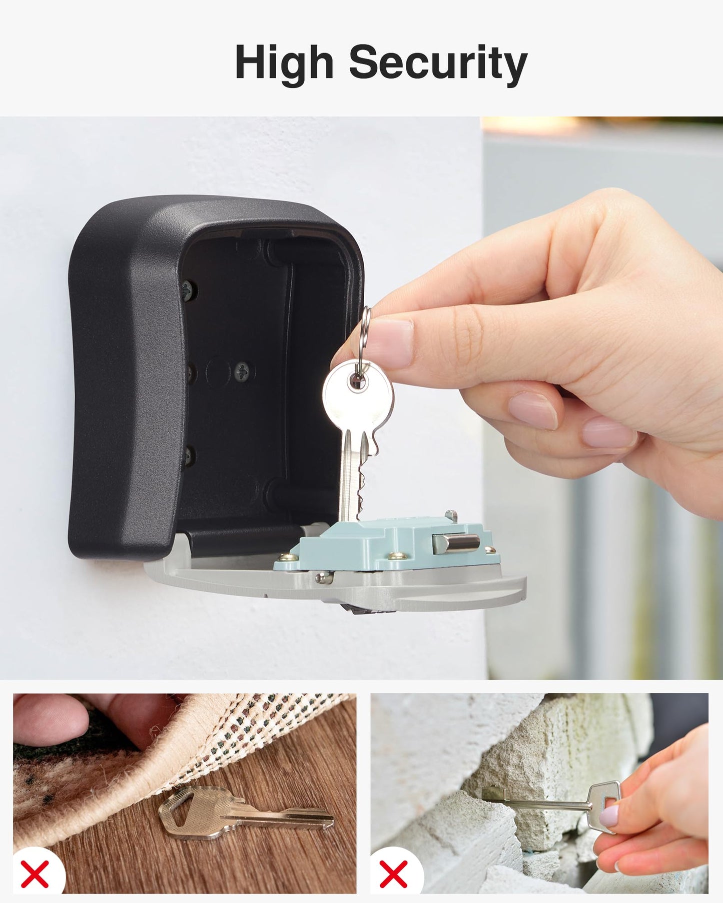 Puroma Key Lock Box Combination Lockbox Wall-Mounted Key Storage Box for House Keys, Resettable Code Safe Security Lock Box for Home, Office, Garage, Apartment Spare Key Storage (4 Pack, Grey)