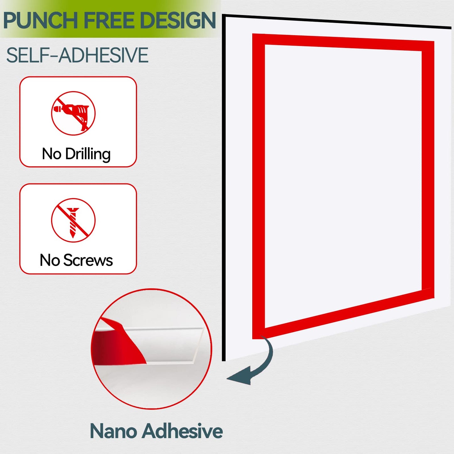 RÉΑLWÁY 8.5" x 11" Acrylic Sign Holder Wall Mount, Acrylic Wall Sign Holder With Tape,Clear Plexiglass Self-adhesive Plastic Display Frame, Door/Window Sign Holder 12 pack No Drilling