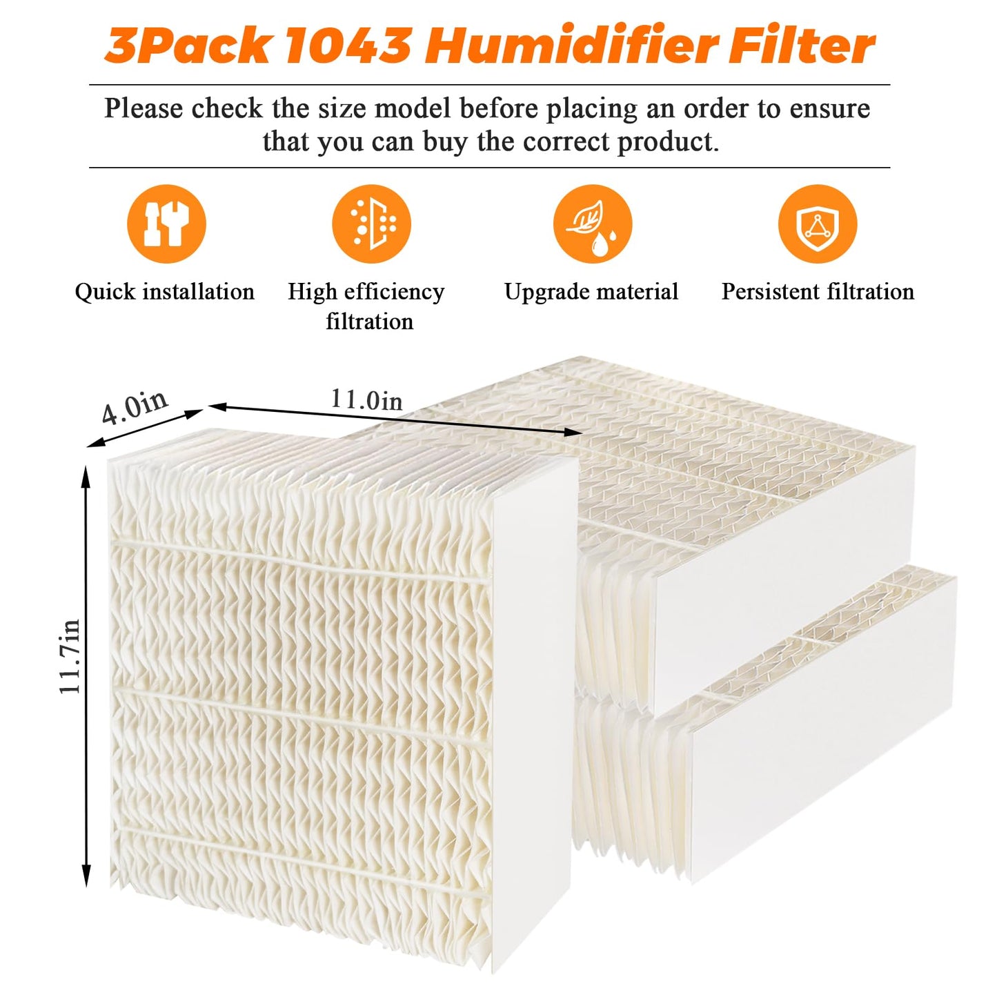 Blutoget 1043 Humidifier Wick Filters 3 Pack Replacement for Essick Air AIRCARE EP9500 EP9700 EP9800 EP9R500 EP9R800 821000 826000 826800 831000 &Bemis Space Saver 800 8000 Series Humidifiers
