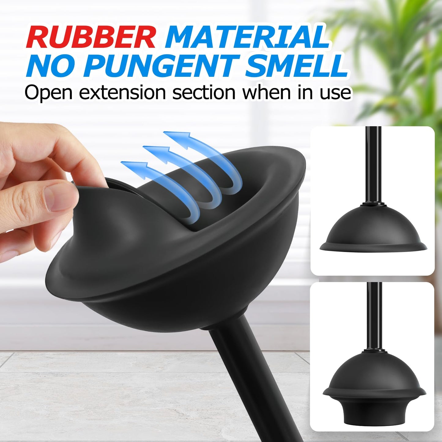 FORASTO 3Pack 2 in 1 Toilet Brush and Plunger Set, Extended Handle Plunger,Toilet Bowl Brush Plunger Set,Bathroom Cleaning Tools,Toilet Brush Plunger Combo,Cleaning Brush,Cleaning Supplies (21inch)