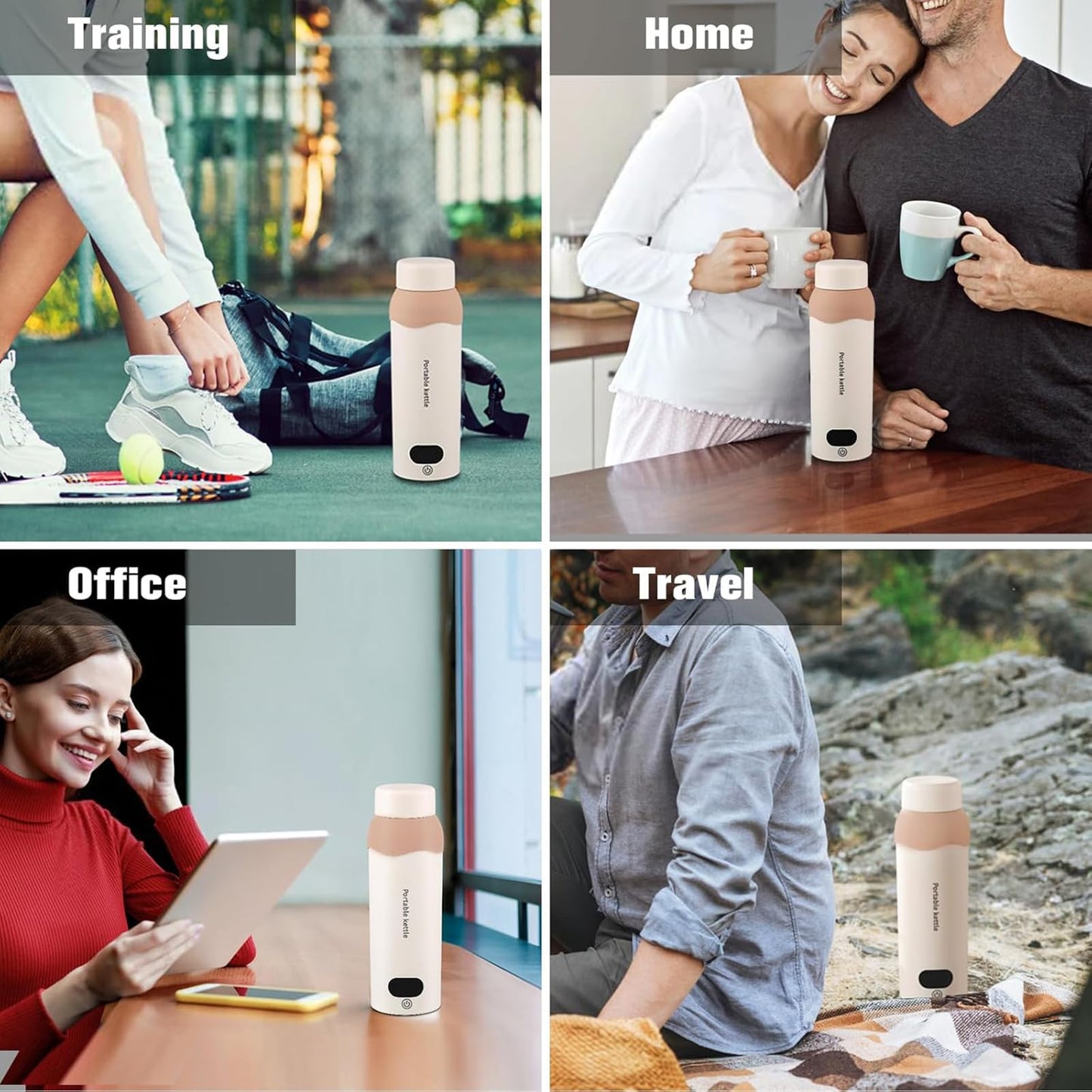 YOIDOO Travel Electric Tea Kettle 316 Stainless Steel, Small Portable Hot Water Kettle with 6 Temperature Control & Automatic Shut Off, 450mL Cute Tea Pot