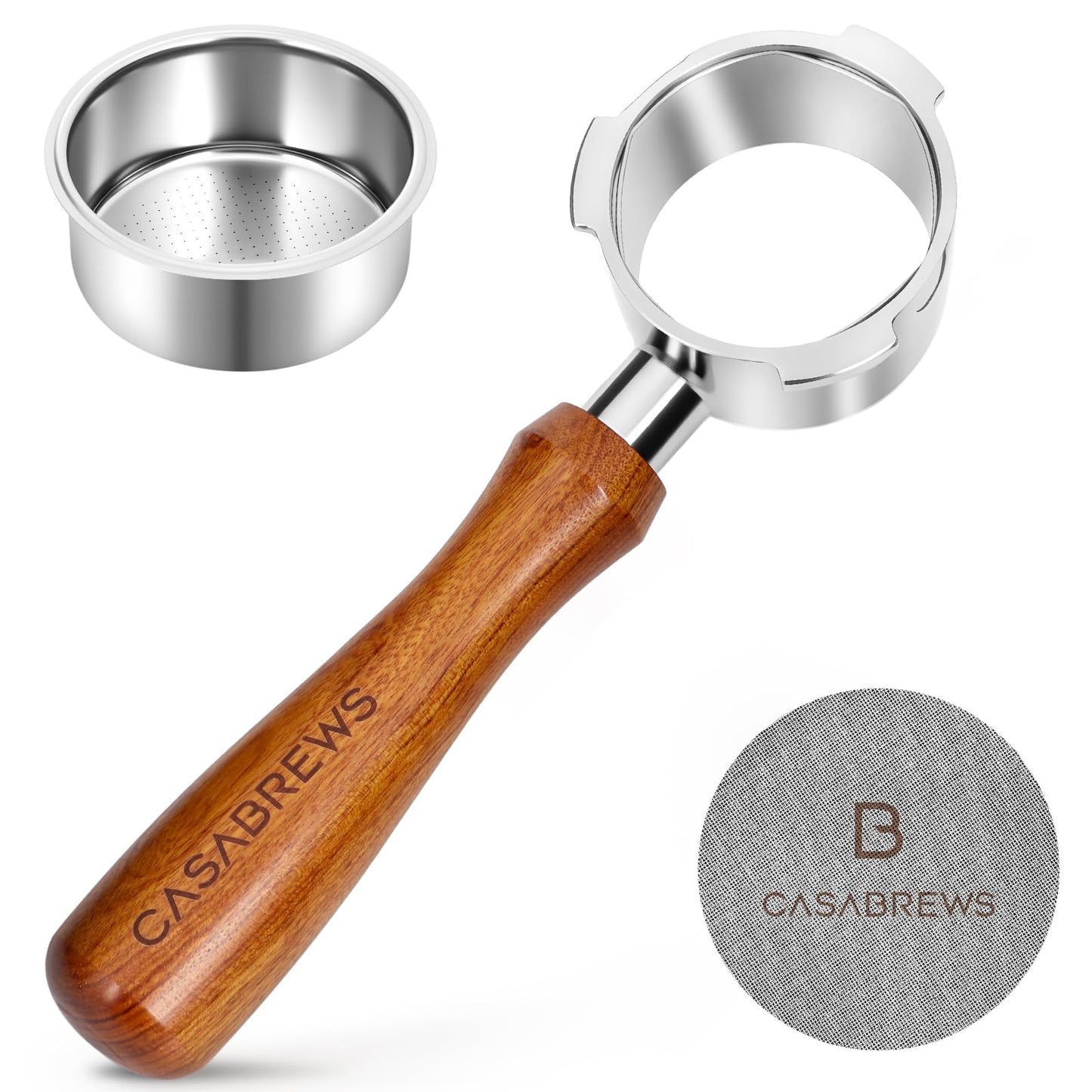CASABREWS 51mm Bottomless Portafilter with Puck Screen & Filter Basket, 3 Ears Espresso Handle for CM5418 & 3700Essential