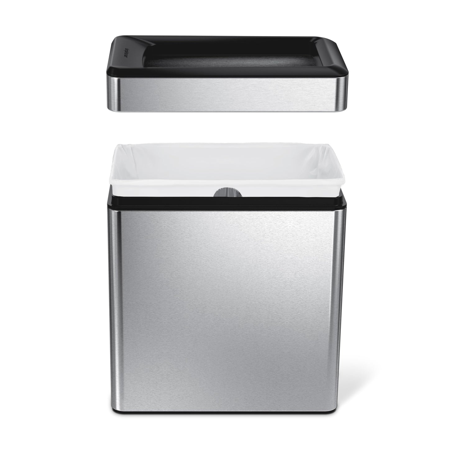 simplehuman Slim Open Can, 10L / 2.6 Gallon Commercial Office Trash Can for Hotel Rooms, Conference Rooms, Reception, Heavy Duty Stainless Steel, ADA-Compliant, Brushed Stainless Steel