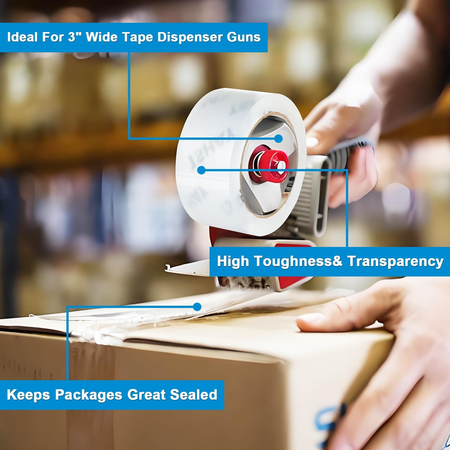 TSHAY Packing Tape, 24 Pack Heavy Duty Shipping and Moving Packing Tape, Clear, Packing and Moving Supplies, 1.88 inch Wide, 65 Yards Per Roll, Total 1560 Yards