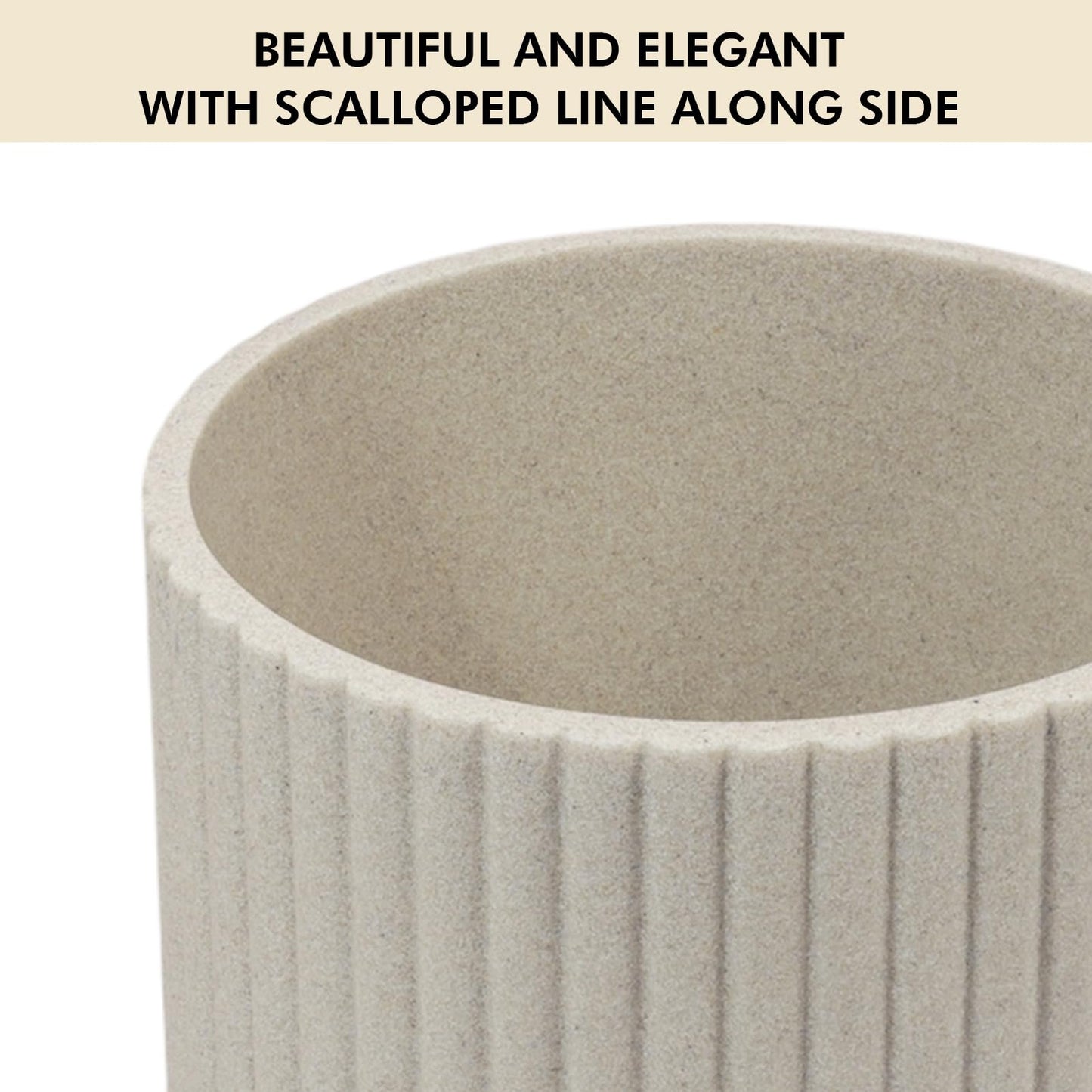 DoveeDosa Beige Luxury Stone Bathroom Trash Can, Modern Bathroom Office Trash Can, Resin Wastebasket, Garbage Receptacle Bin for Bathrooms, Offices, Powder Rooms, Kitchens (Beige)