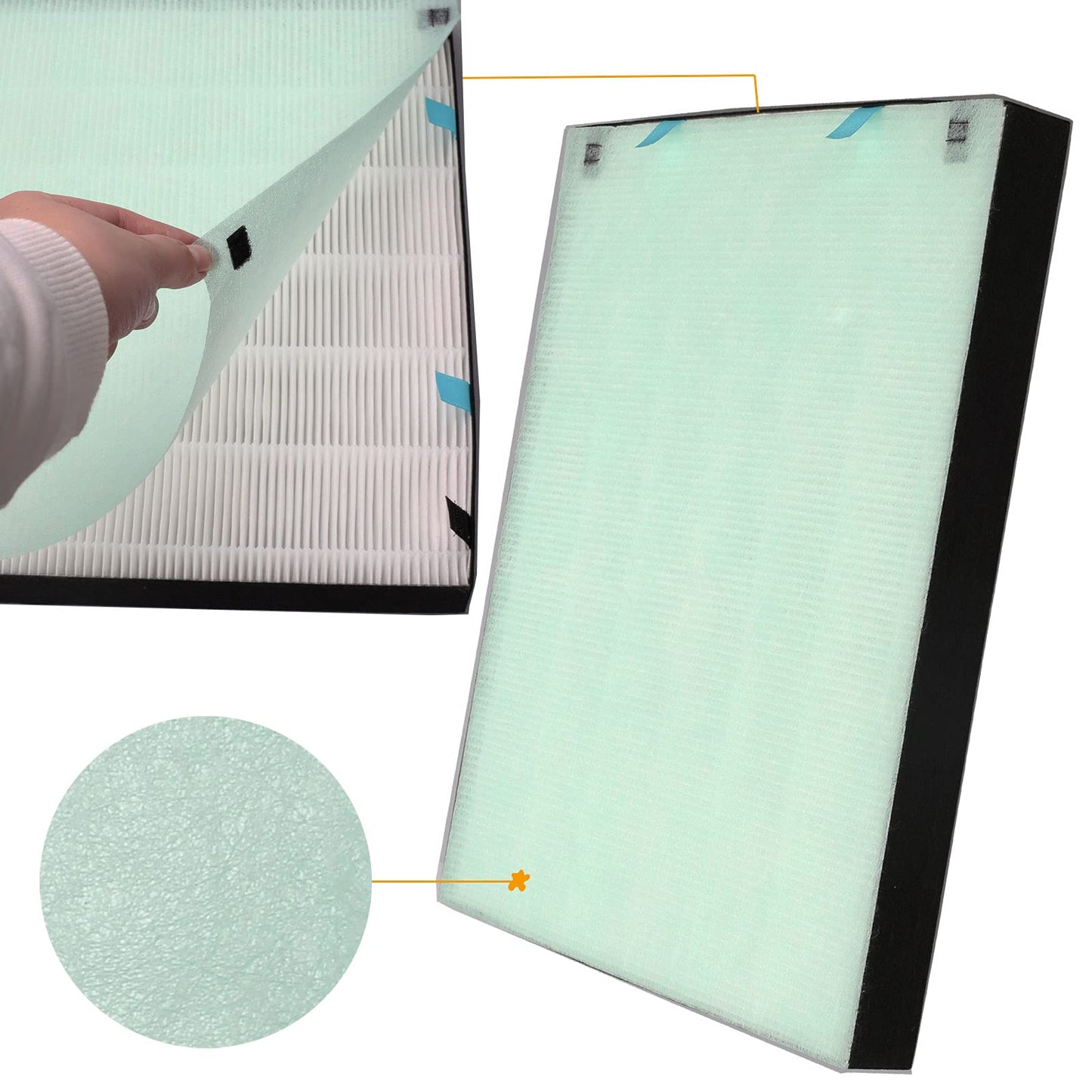 Replacement 400 Filter for Bissell Air400-2521 Pre, 2520 Active Carbon Filter, Compared to Part 2521, 2520