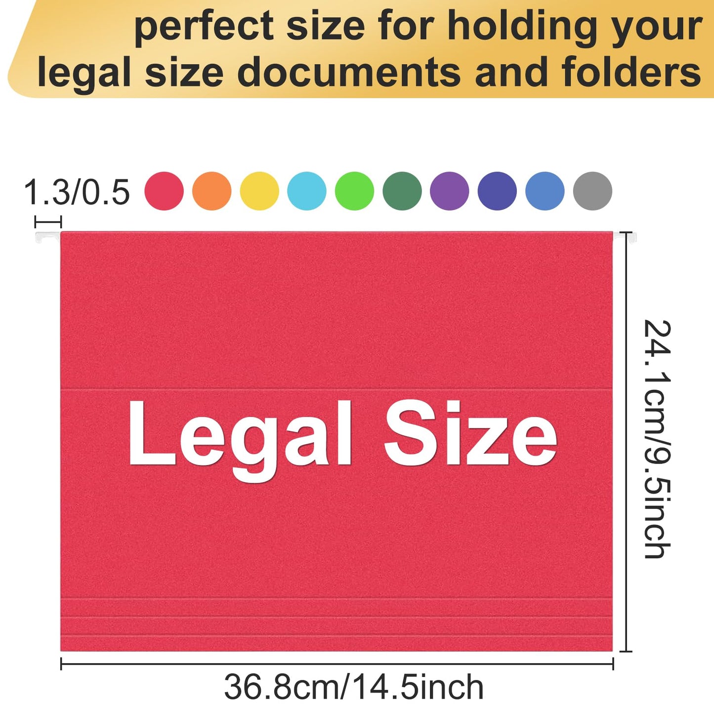 Hanging File Folders Legal Size, 50 Pack File Folders with 1/5 Cut Adjustable tabs, 2" Expansion, Reinforced Hanging Folders Legal Size, Designed for Legal and Law Office File Organization