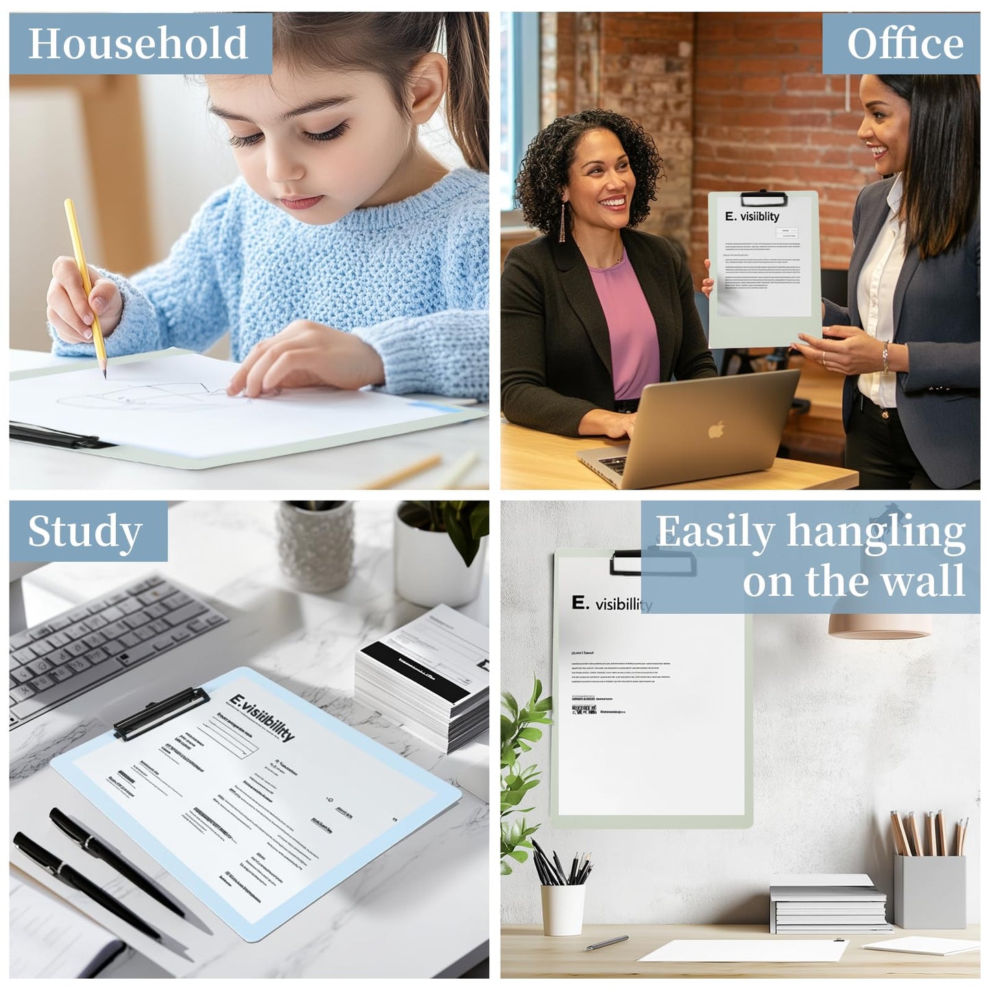 4 PCS Magnet Clipboard with Pen, 9x12.5 Inch A4 Letter Size, Plastic Waterproof Multifunction Board for Nurse, Teacher, Kids, Office