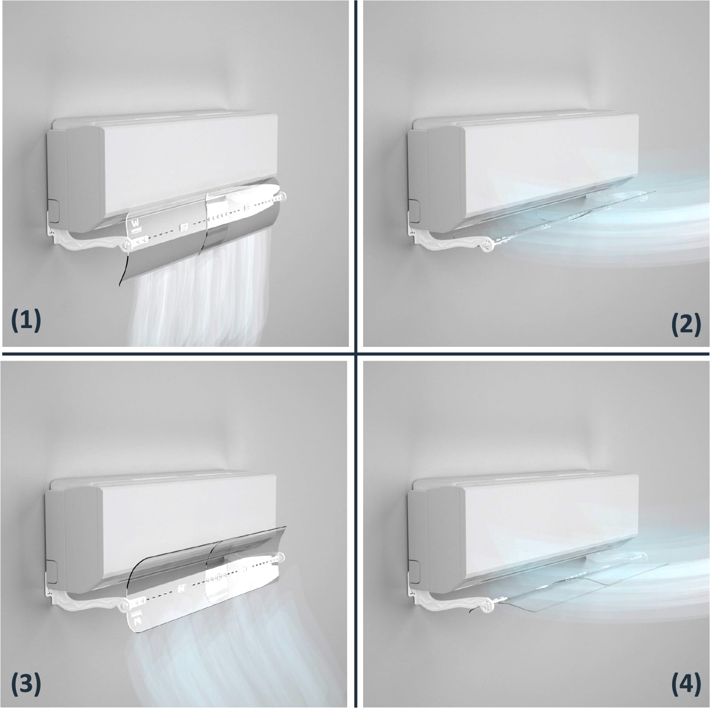 WITFORMS CLASSIC Adjustable AC Air Deflector - 360° Rotatable - Extends 24" to 43" Length - Fits Most Standard Split air conditioners - Transparent Design - Measure Before Purchase