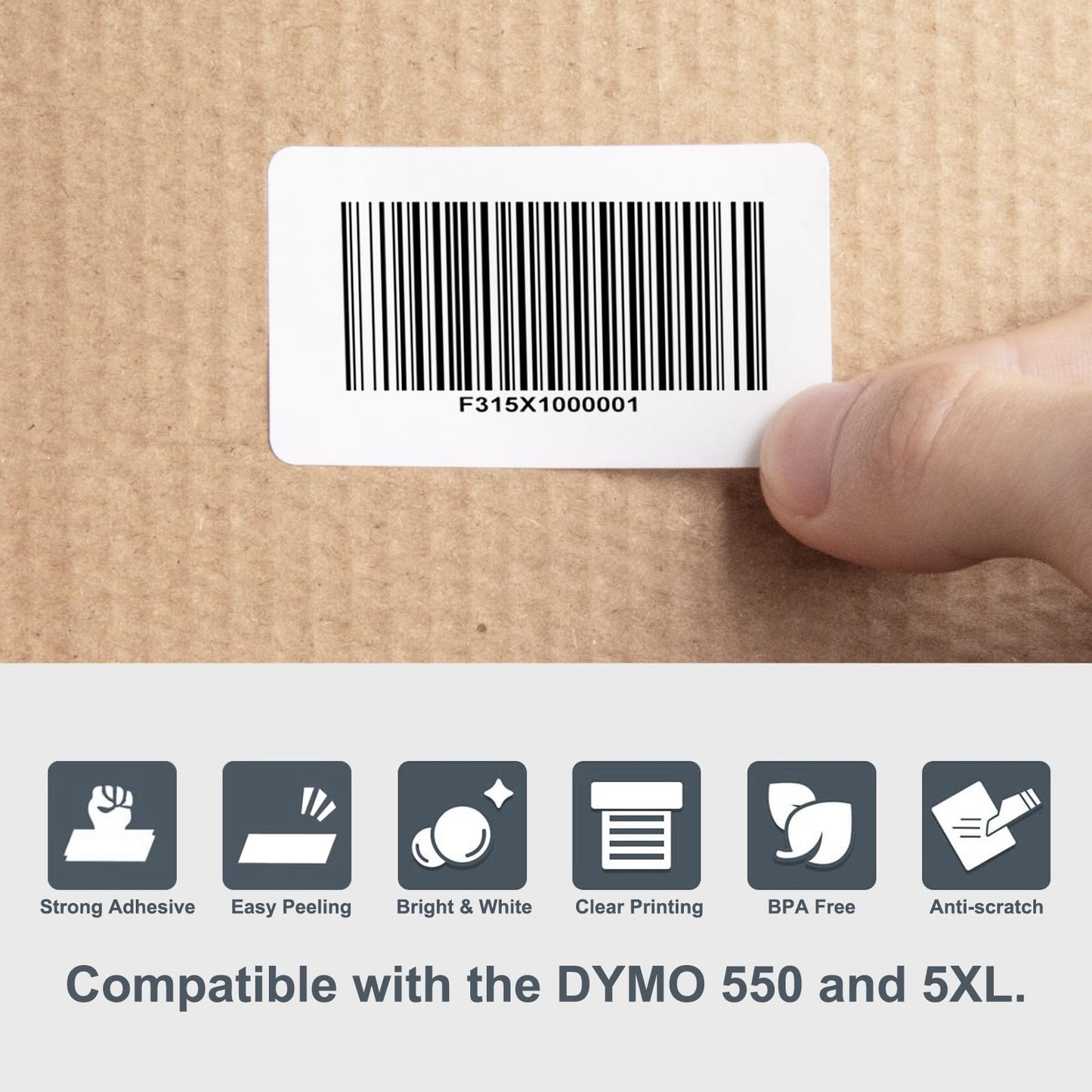 Hehua 2-1/4" x 1-1/4" Compatible with DYMO Labelwriter 550 5XL 30334 with RFID Chip, Multipurpose Barcode & FNSKU Labels, Perforated, Compatible with DYMO Desktop Printers, Total 4000 Labels/4 Rolls