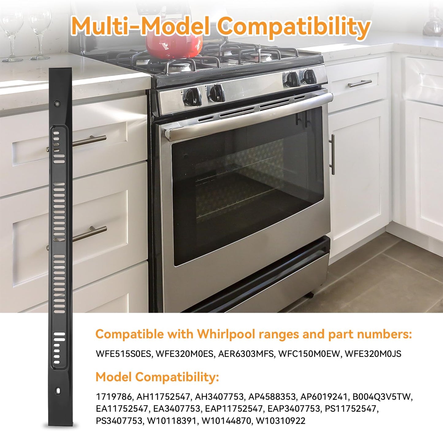 W10310922 Range Oven Door Vent Trim-Compatible with Whirlpool WPW10310922 Genuine OEM, Compatible with Whirlpool Oven Door Replacement, Black Replacement Part - Replaces W10144870, W10118391