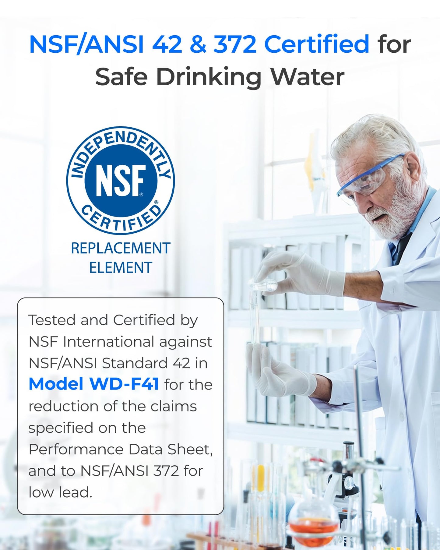 Waterdrop MXRC Replacement for GE® MXRC, FXRC, FXRT, HXRC, 9905, 46-9905 & 1E1013 Refrigerator Water Filter, 1 Pack