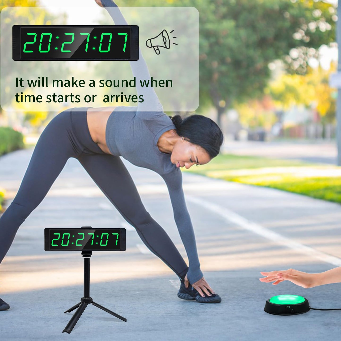 YZ Gym Timer Clock for Home Gym, Fitness Timer with Stopwatch Button, Large Digital Stopwatch Countdown Clock, 12/24H Digital Wall Clock, with Stand
