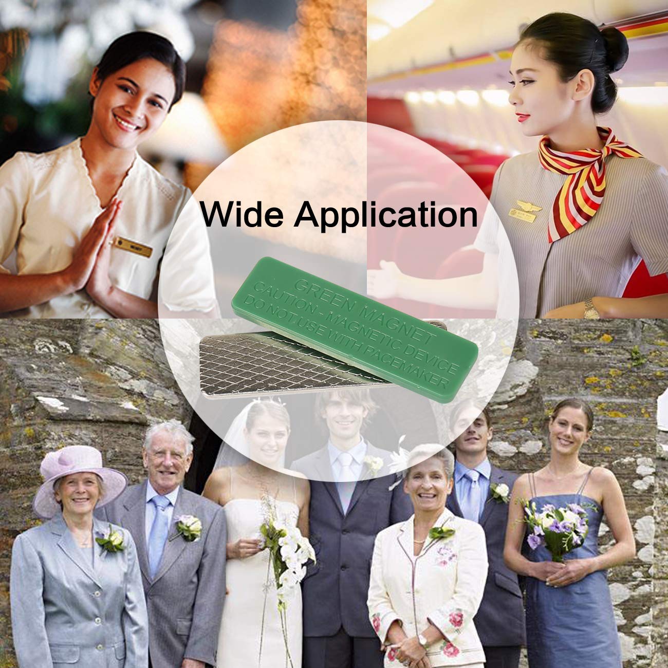 Magreen Magnets 120 Pack Strong Magnetic Name Badge Holders with Steel Back Plate, Name Tags/ID Badge Magnets, Fastener with 3M Adhesive on Front Plate,Strength Neodymium Magnets