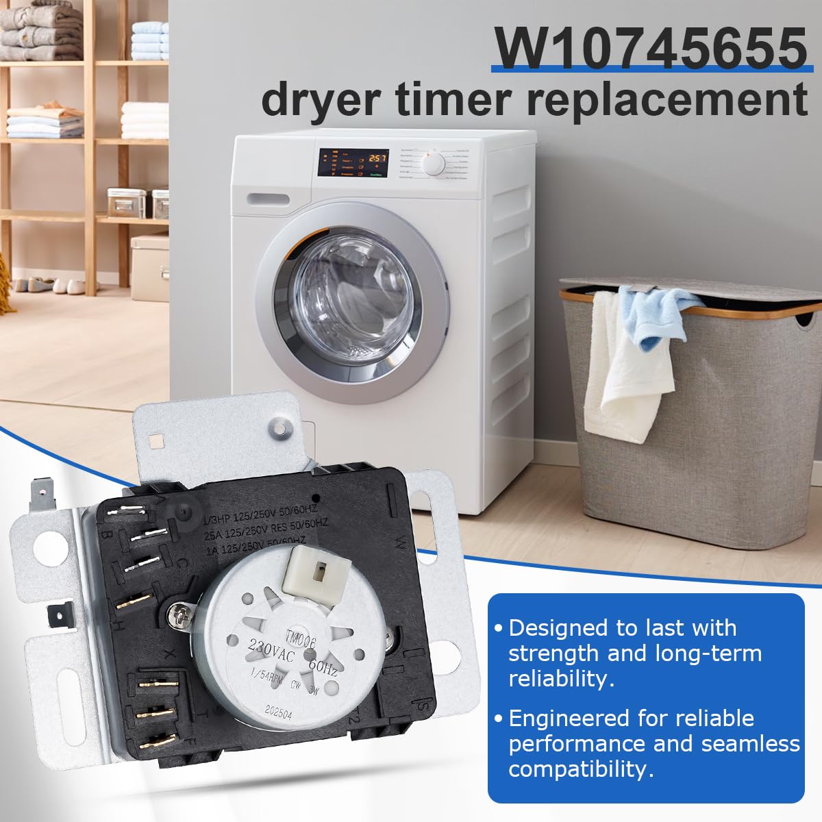 Dryer Timer for NED4655EW1/ 0, RED4516FW0/ 1, RED4640YQ1/ 0, NED4600YQ1/ 0, AED4675YQ0/ 1 Amana Roper Admiral Timer Replacement.