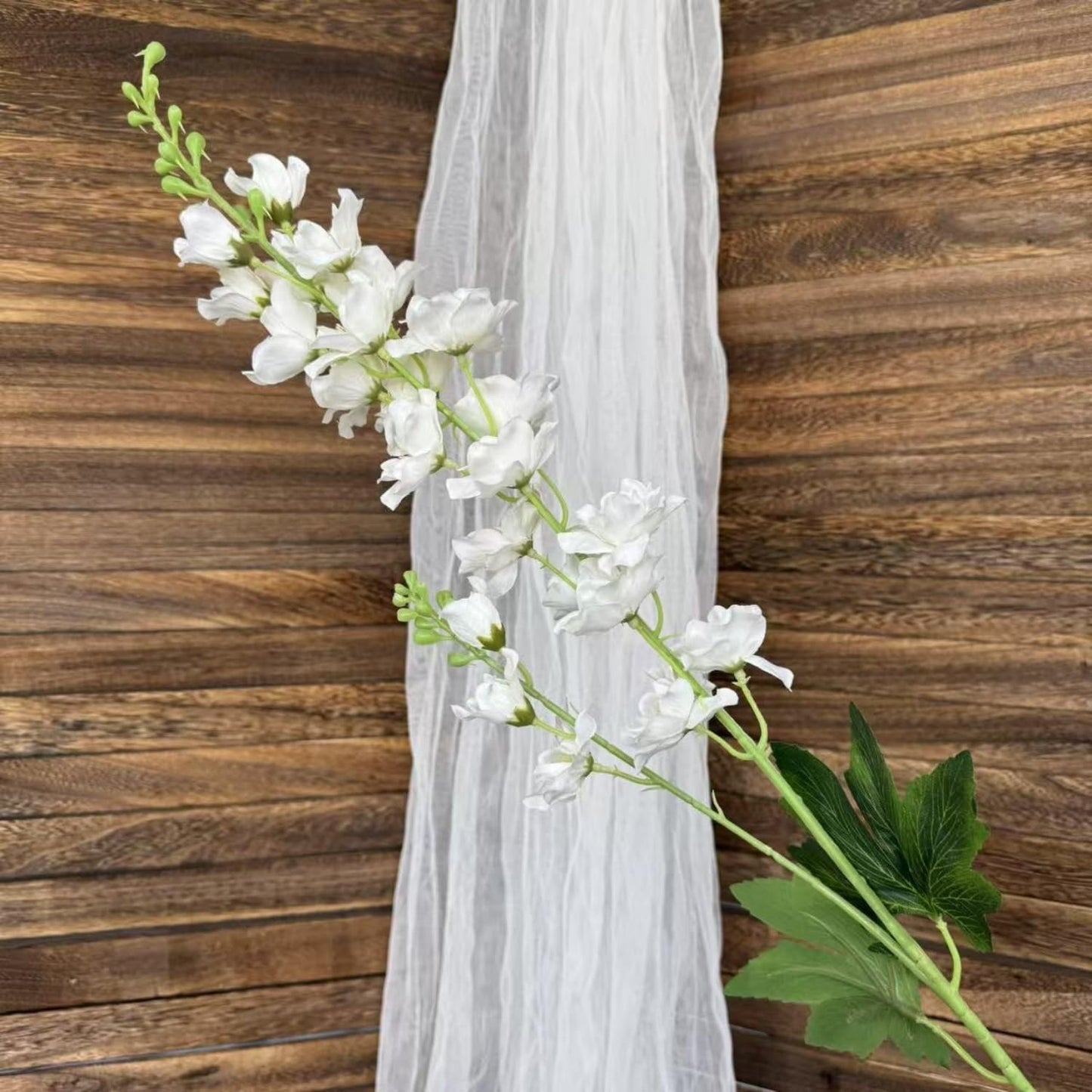 aunosit 8 pcs White Delphinium Artificial Flowers, 34.25''Artificial Snapdragon Flowers Tall Fake Flowers Silk Flowers Faux Delphinium Bulk for Tall Vase Home Wedding Garden Table Decor (White)