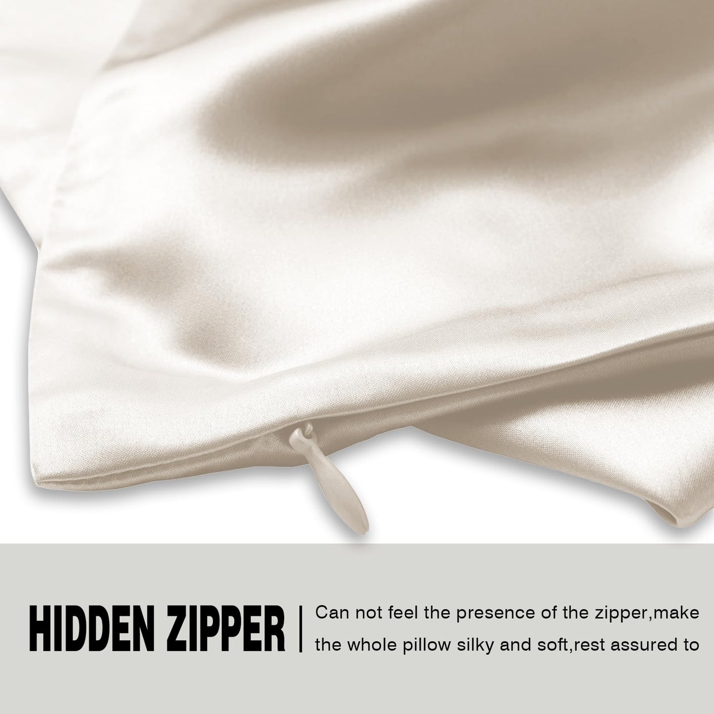 Silk Pillow Cases 2 Pack Soft Breathable and Sliky King Size Pillow Cases Set of 2,Natural Mulberry Silk Pillowcase Set of 2 for Hair and Skin with Hidden Zipper (Beige,20"X 36",2pcs)