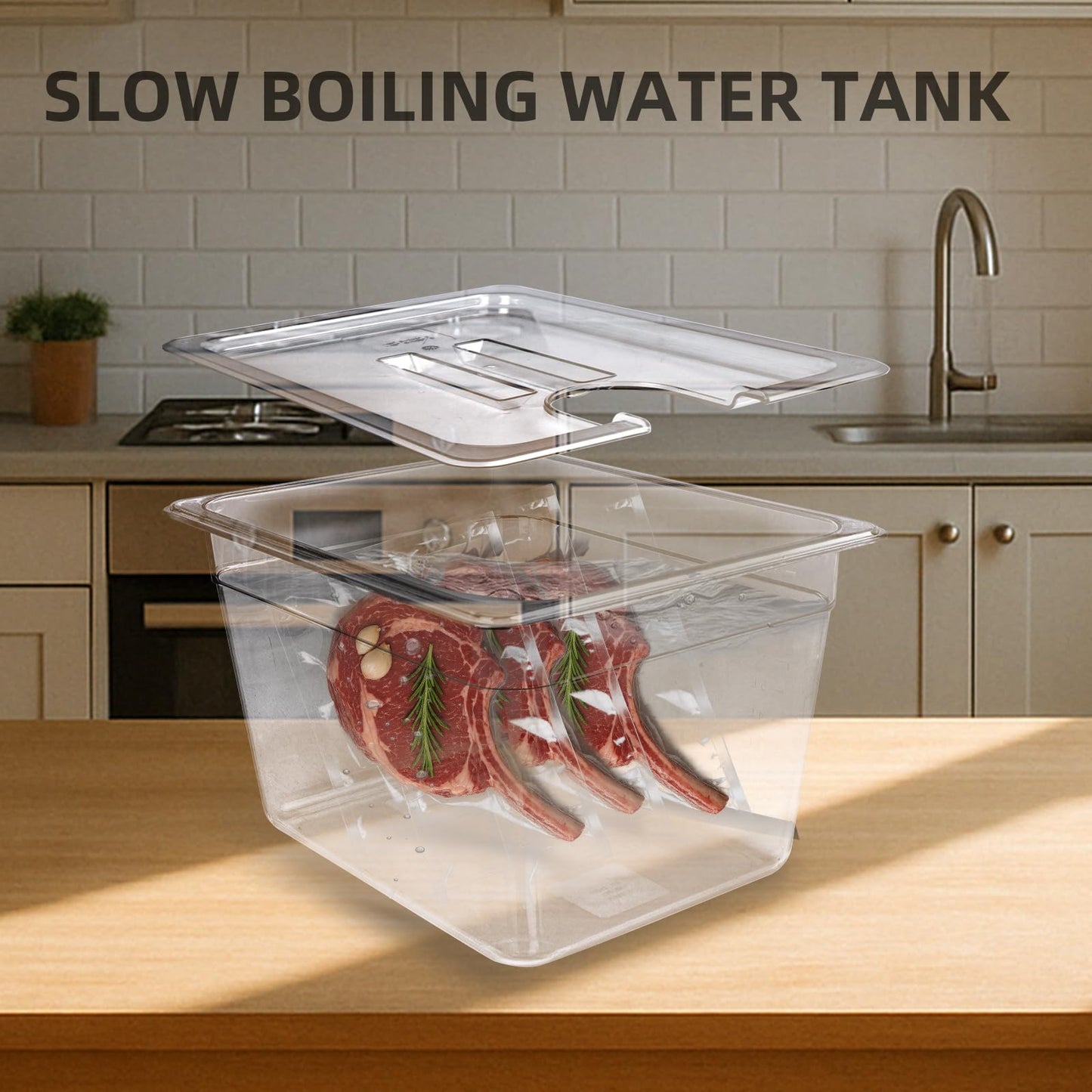WELKOR 12 QT Large Sous Vide Container With Lid, Sous Vide Tub Kit Compatible with Wancle Anova, Joule, Instant Pot Sous Vide Cookers for Home Chefs Professional Use (12 qt no rack)