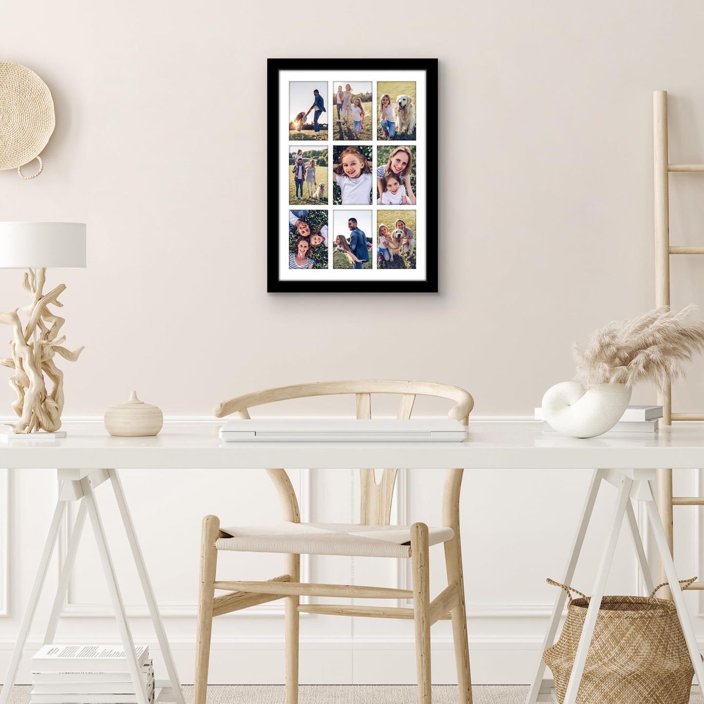 Americanflat 4x6 Collage Picture Frame with Polished Plexiglass - Multi Picture Frames Fit Nine 4x6 Photos or Use as One 14x20 Frame for Wall Display - Signature Collection - Black