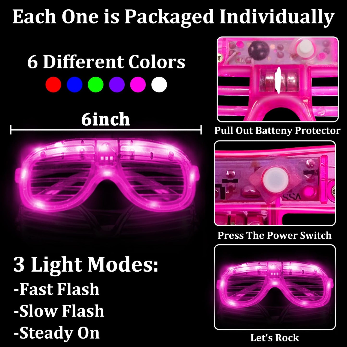 148 PCS Glow in the Dark Party Supplies- 24 Pcs 16" Foam Glow Sticks, 24 Pcs LED Glasses, 100Pcs Glow Sticks Necklaces Bracelets Light Up Party Favors Pool Party Wedding Concert 4th of July Patriotic