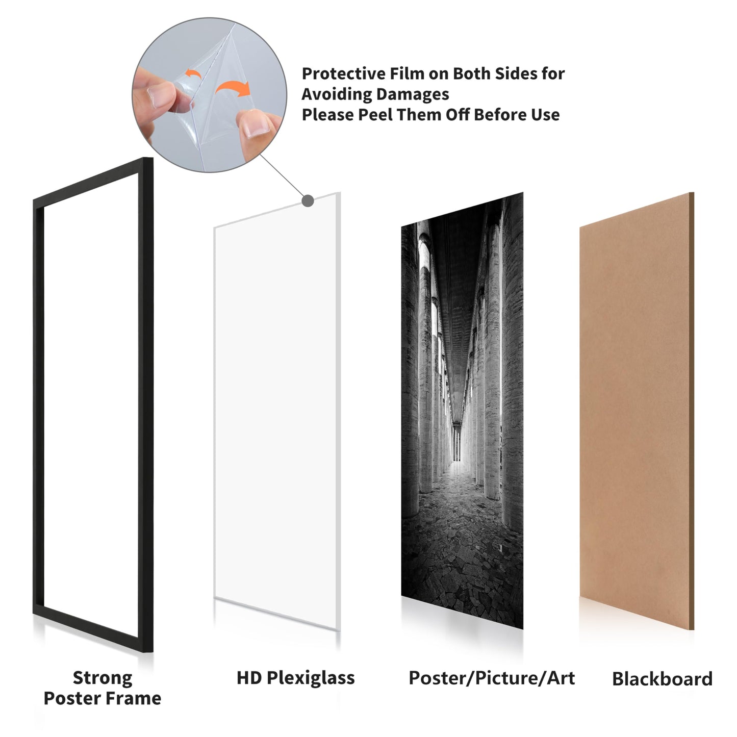 DOAI ART 24x36 Poster Frame Black 2 Pack, Poster Frames 24 x 36 inches or 24x36 Picture Frames with HD Plexiglass for Horizontal or Vertical Wall Mounting, Durable Scratch-proof Safe and Artistic