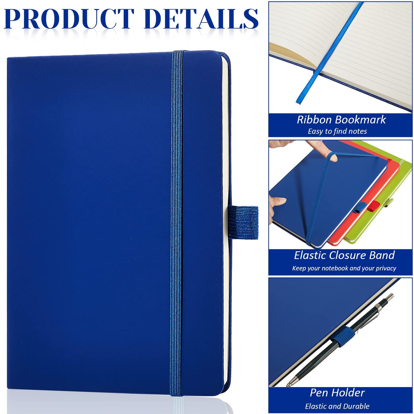 Laumoi 14 Pack Hardcover Journal Notebooks Bulk Journaling Notebook Wide Ruled PU Leather Ruled Lined Journals with Pen Holder for School Business Work Writing (Bright Color,A5)