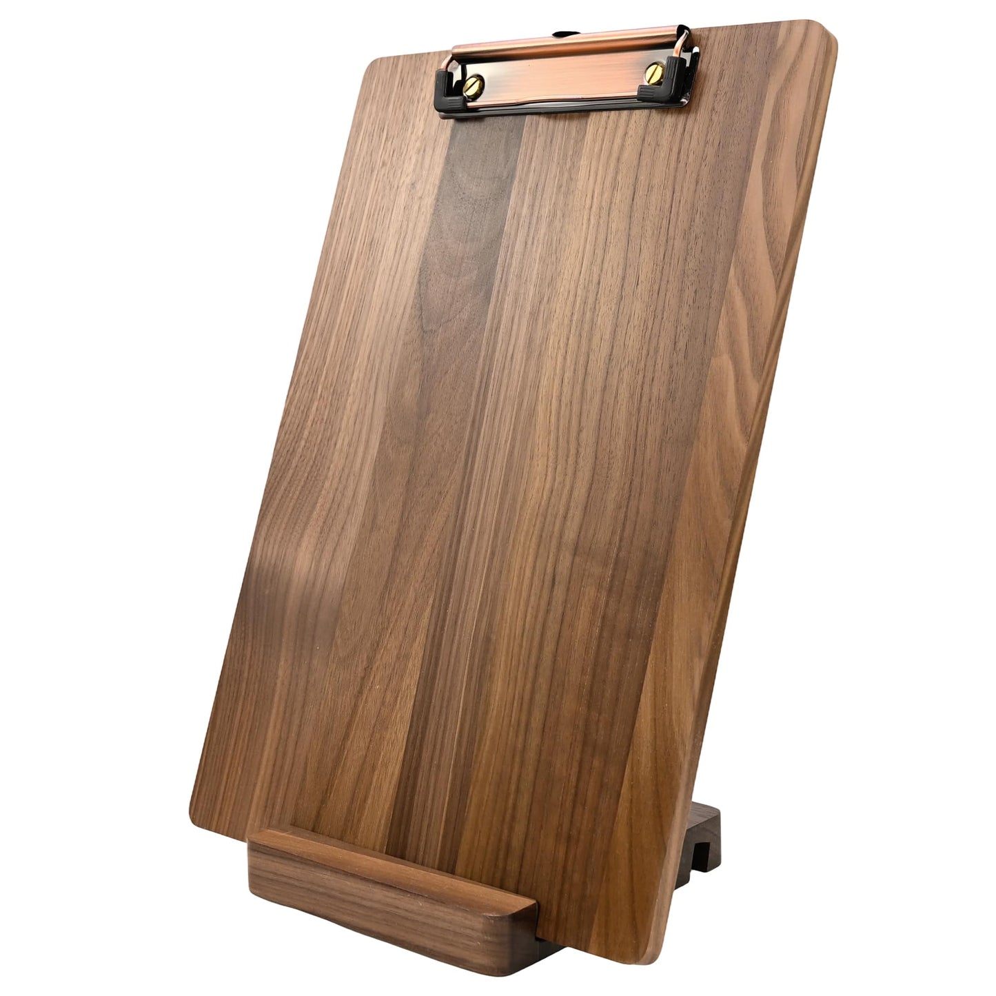 Clipboard Walnut Wood, Letter Size Clip Board with Stand, 1.54Lbs, 12.6 x 8.7 in Idea for Menu and Memos Display, Office Supplies School Classroom Homeschool Essentials Teacher Gifts Self-Service