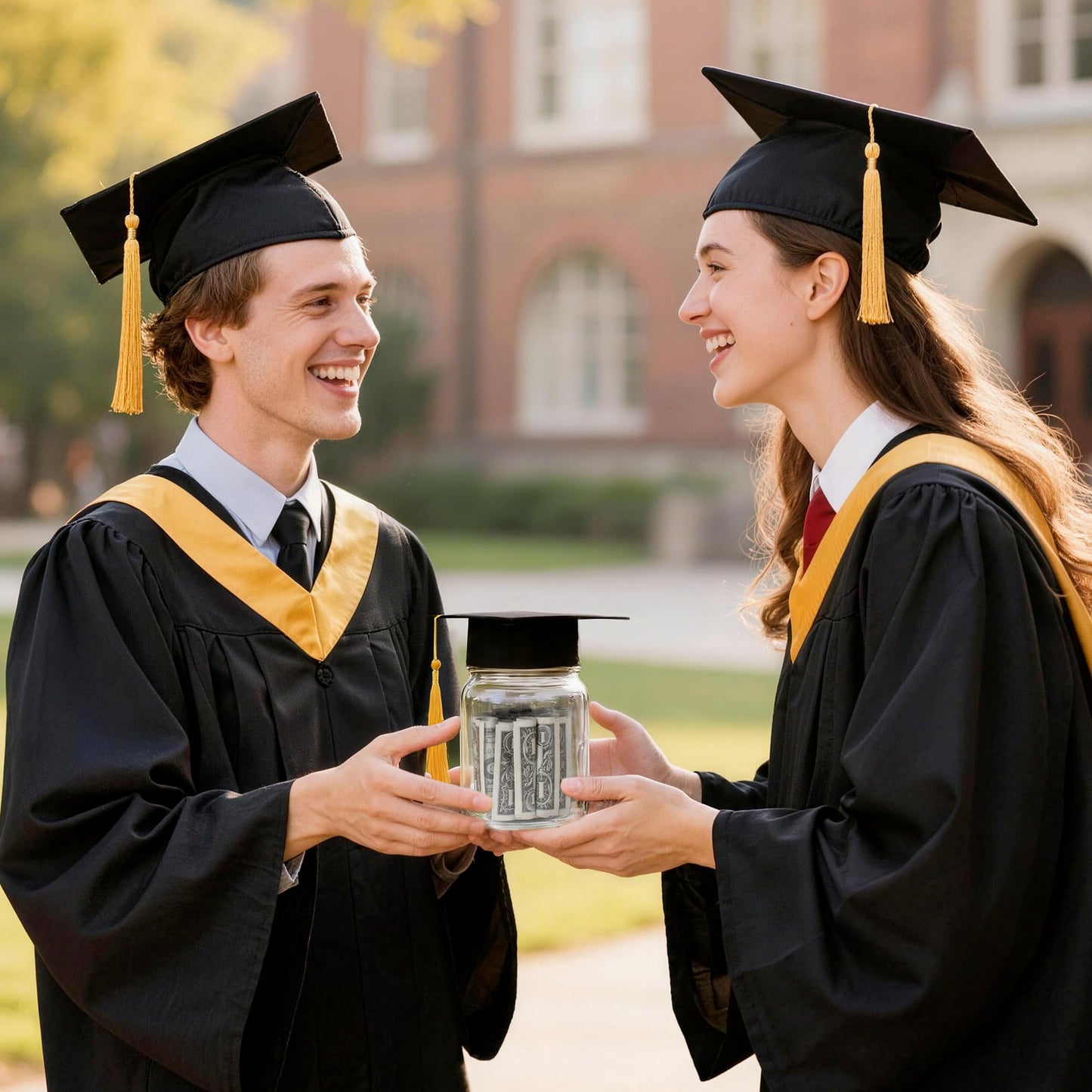 6 Sets 2026 Graduation Centerpieces for Tables, Mason Jar Centerpieces with Graduation Cap with Hole for Flowers, Class of 2026 Table Decorations, Congrats Party Supplies for College High School