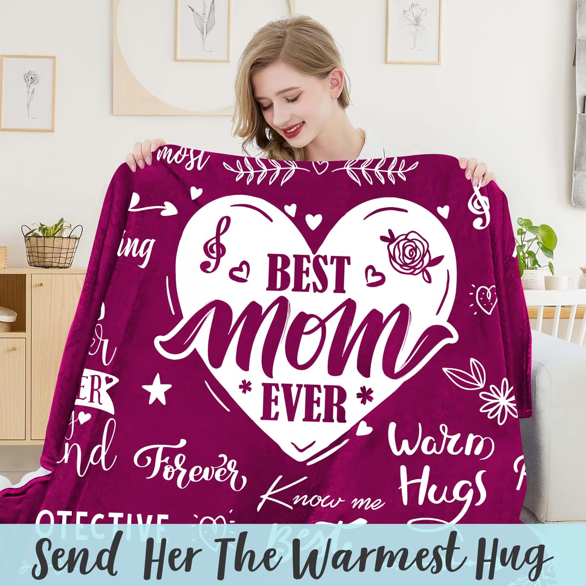 Warmstorey Best Mom Ever Blanket Hoodie Mothers Day Birthday Gift for Mom – Cozy Gift for Wife, Thoughtful Gift from Daughter or Son, Soft and Warm Blanket for Mother, Mommy, or Mama