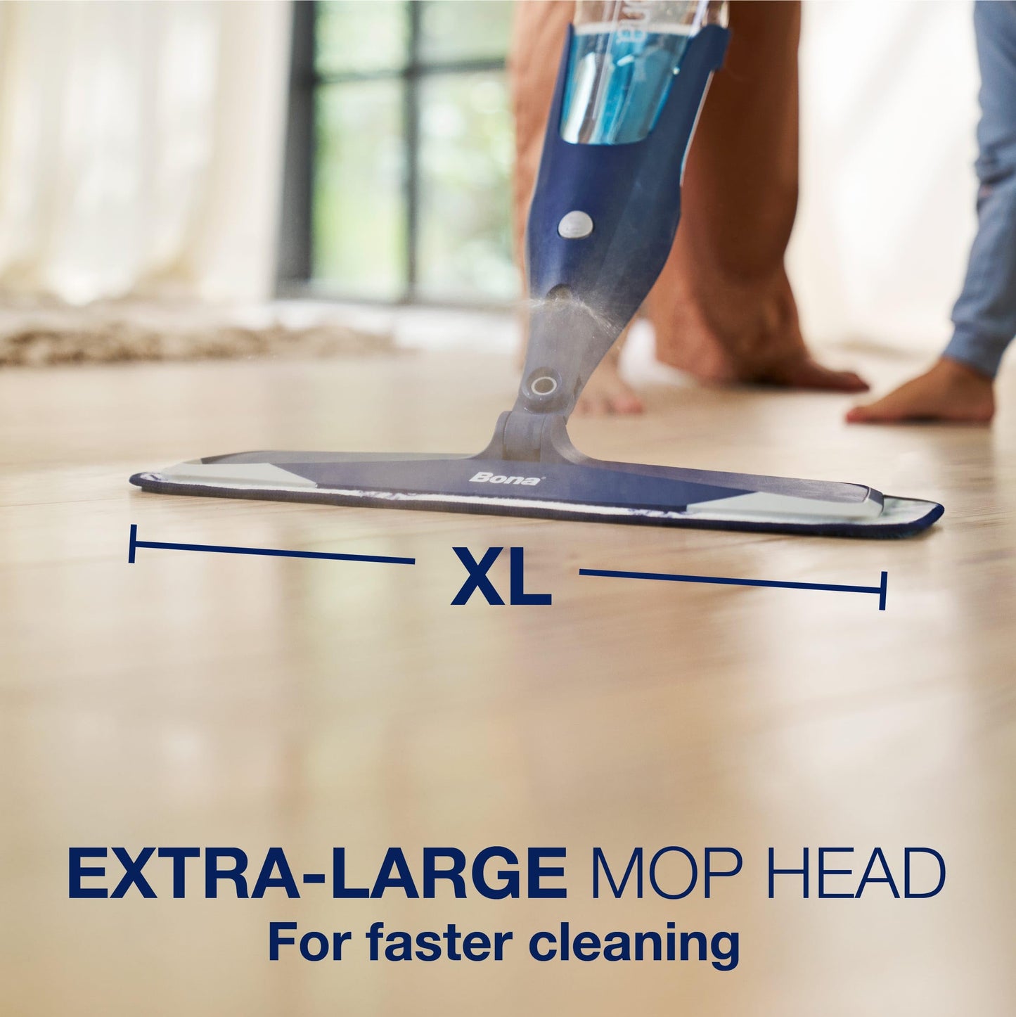 Bona Premium Hardwood Floor Spray Mop System – Durable Aluminum Handle with Secondary Grip and Soft Rubberized Corners to Protect Furniture, Washable Microfiber Pad & Refillable Cartridge