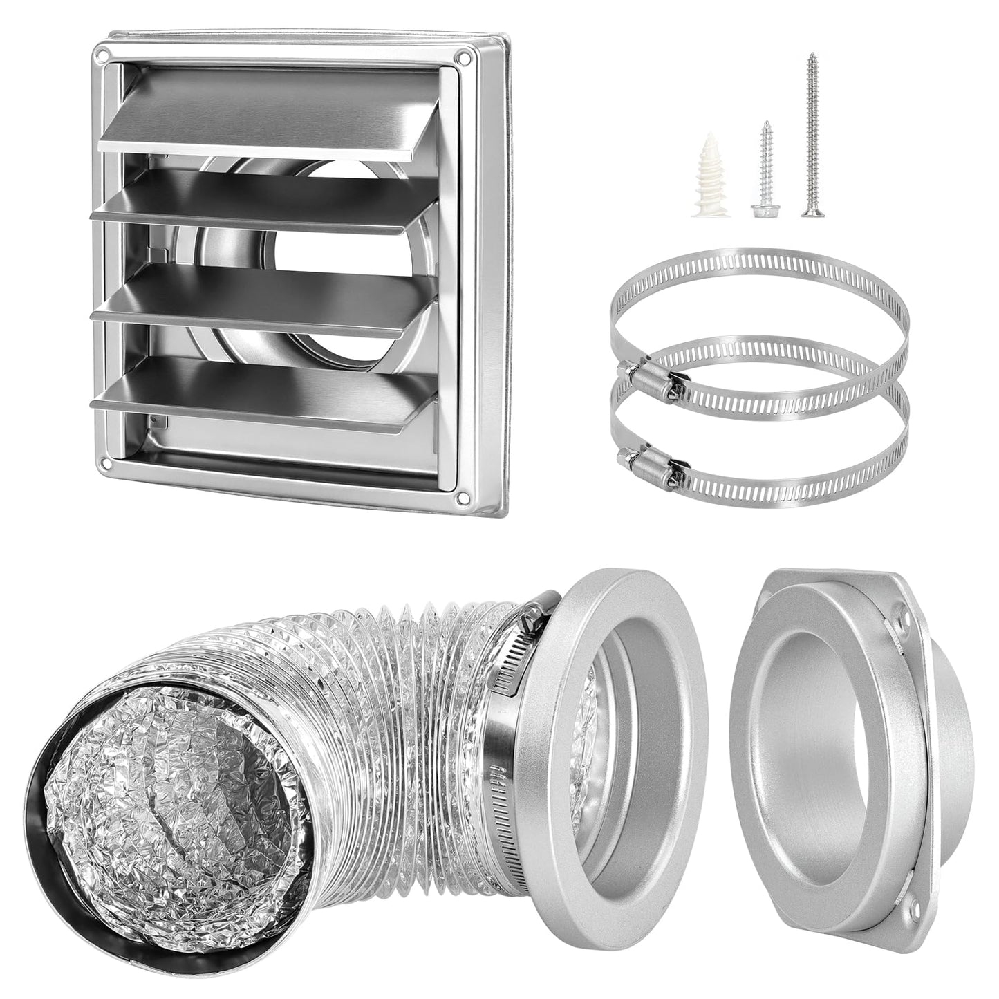 Koalafast Magnetic Dryer Vent Connector Kit, Magnetic Dryer Vent Coupling DV180 Airtight Seal with Dryer Vent Cover Outside, Easy to Clean Quick Connect 4" Dryer Vents Hose with 2 Clamps