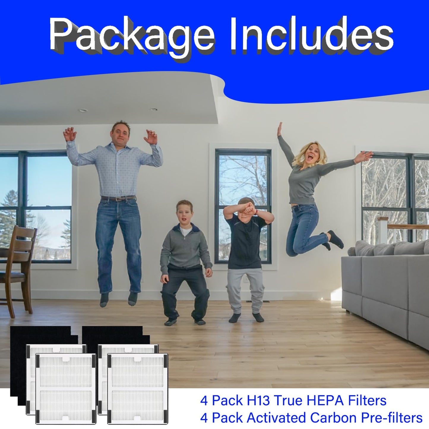 4 Pack IAF-H-100B Replacement Filter for Idylis AC-2125 AC-2126 IAP-10-125 IAPC-40-140 IAP-10-150 IAP-10-050 Air Purifiers, Model # IAF-H-100B