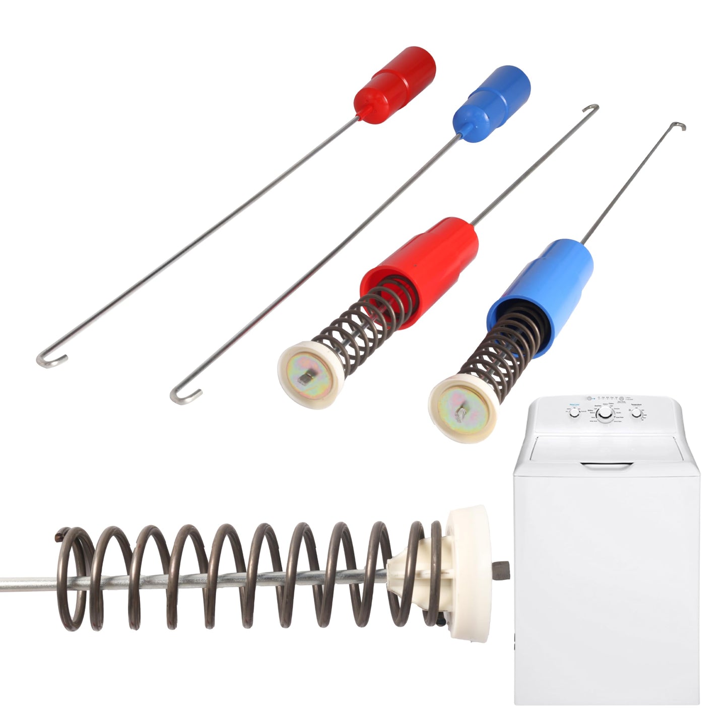 Riyhch WH16X26908 WH16X26909 Washer Suspension Rod 4 PCS Fit for Hotpoint for GE Washer for GTW220ACK7WW, GTW330ASK3WW, HTW240ASK5WS, HTW240ASK6WS