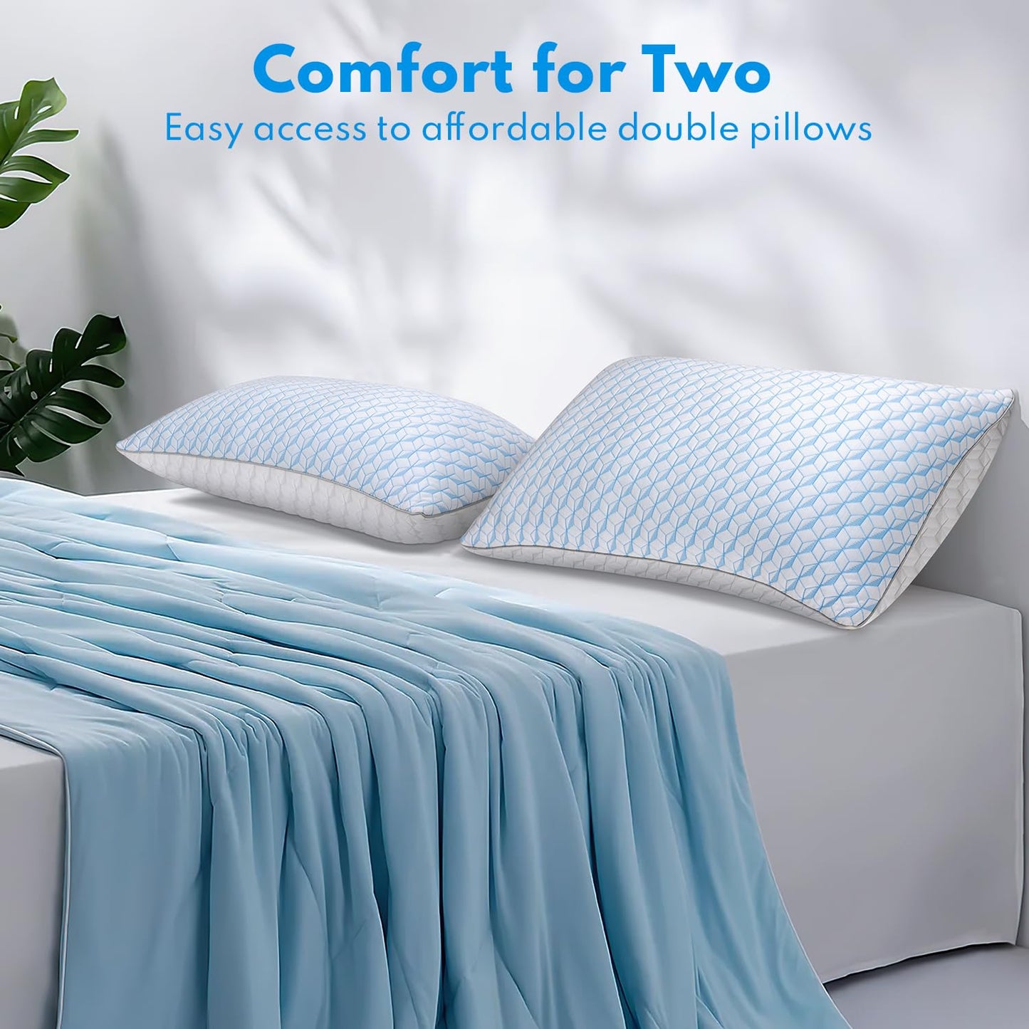 HEYCUZI Bed Pillows Queen Size for Sleeping - Breathable Cooling Down Alternative Soft Pillows Set of 2 for Side, Back, and Stomach Sleepers - Hotel Quality Fluffy Microfiber Fill Skin-Friendly