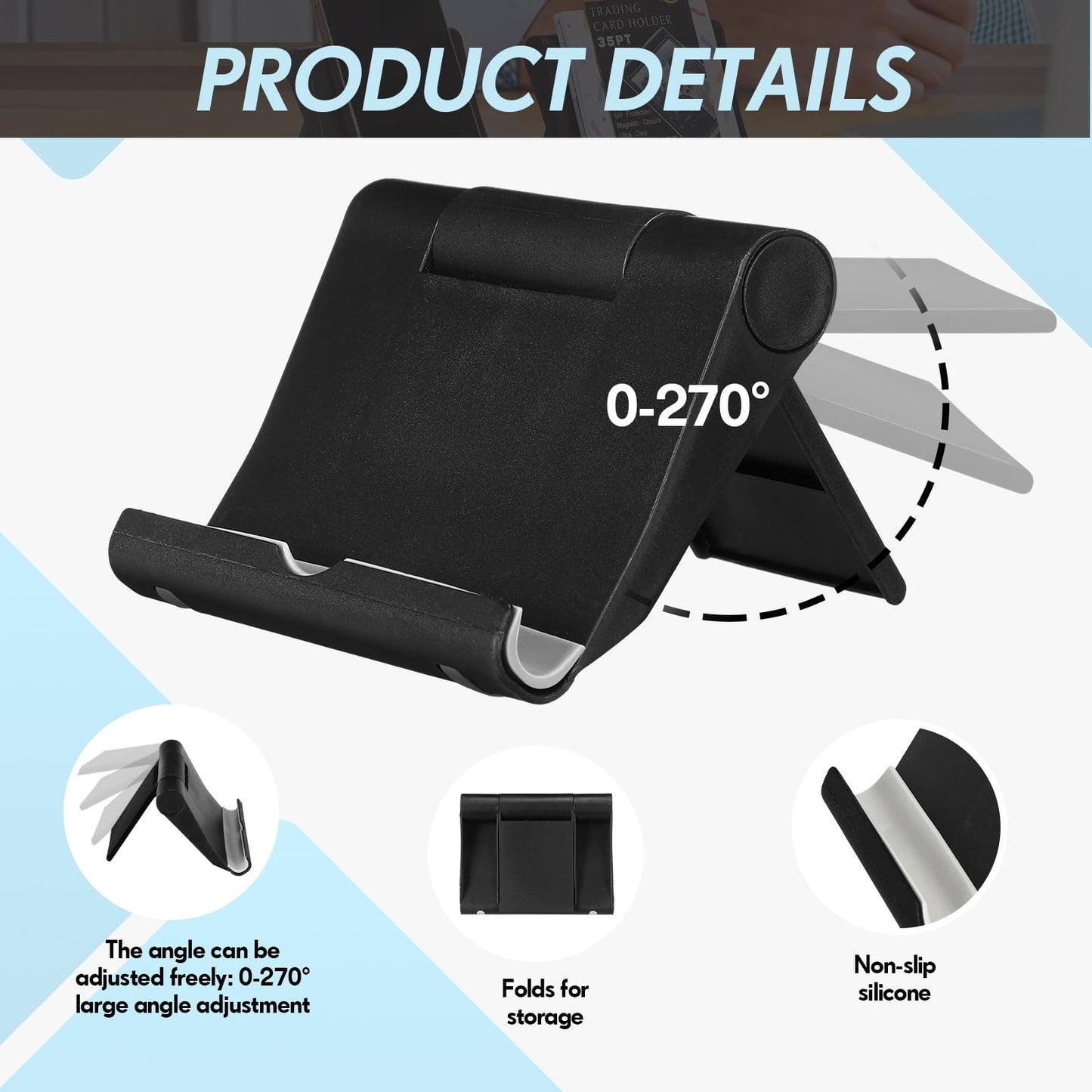 Copkim 100 Pieces Business Card Holder Display Bulk Black Plastic Stand Name Holder Stand Organizer for Desk Office Supplies, Fits 50 Cards