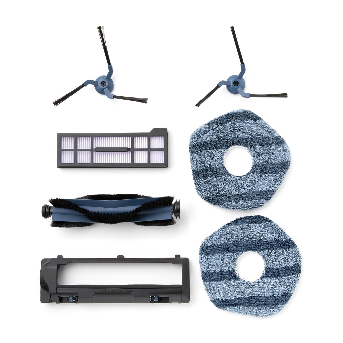 eufy Replacement Parts Kit for X10 Pro Omni, Roller Brush with Bristles and Rubber, Brush Guard, 2 Side Brushes, Washable Filter, and 2 Mop Cloths