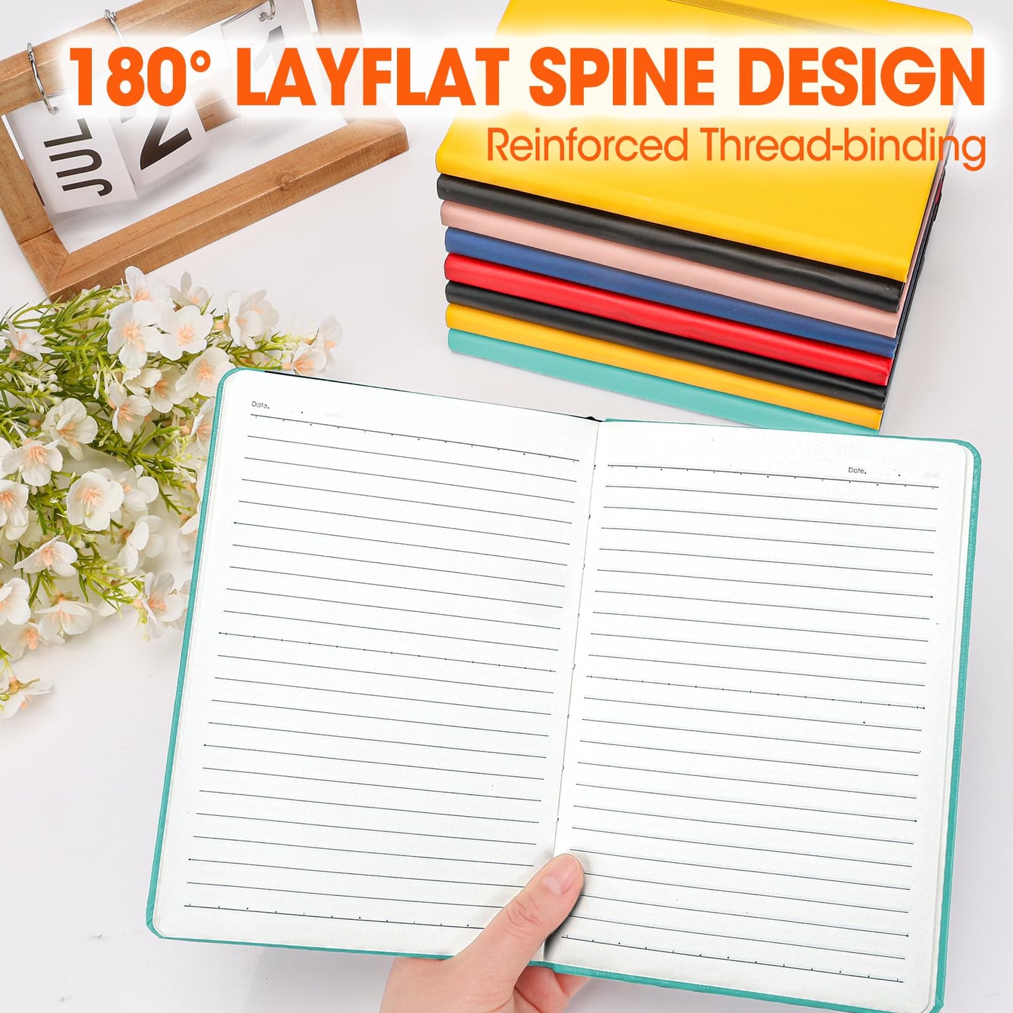 BGUP 24 Pack Lined Journal Notebook for Work, 200 Pages, Medium 5.5" x 8.3", A5 College Ruled Notebook, 6 Colors, Hardcover Journaling Notebooks for Writing, Note Taking
