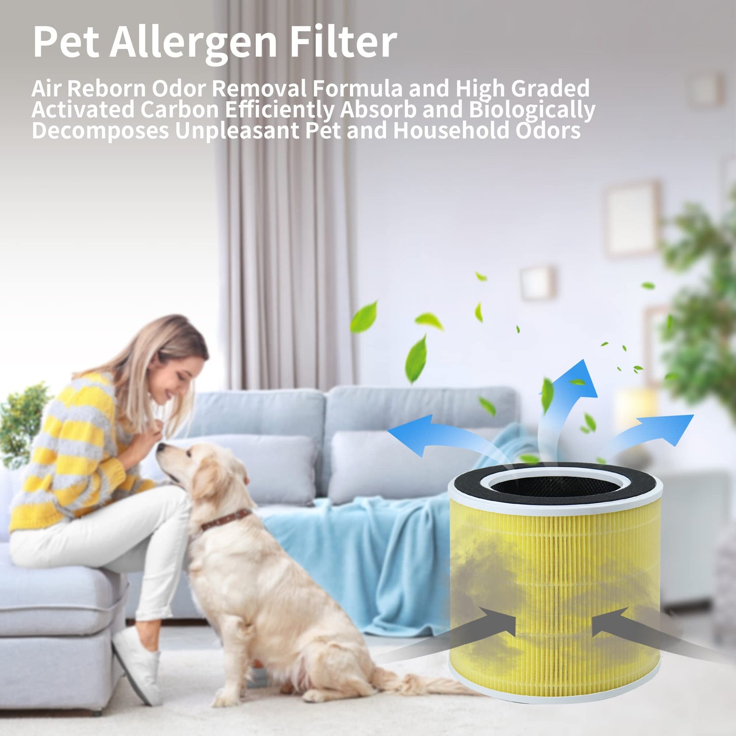 2 Packs Replacement Filter for RENPHO RP-AP089W RP-AP089B AP-089 AP-089S Air Cleaner Purifier, Part # RP-AP089-F1 RP-AP089-F1-2