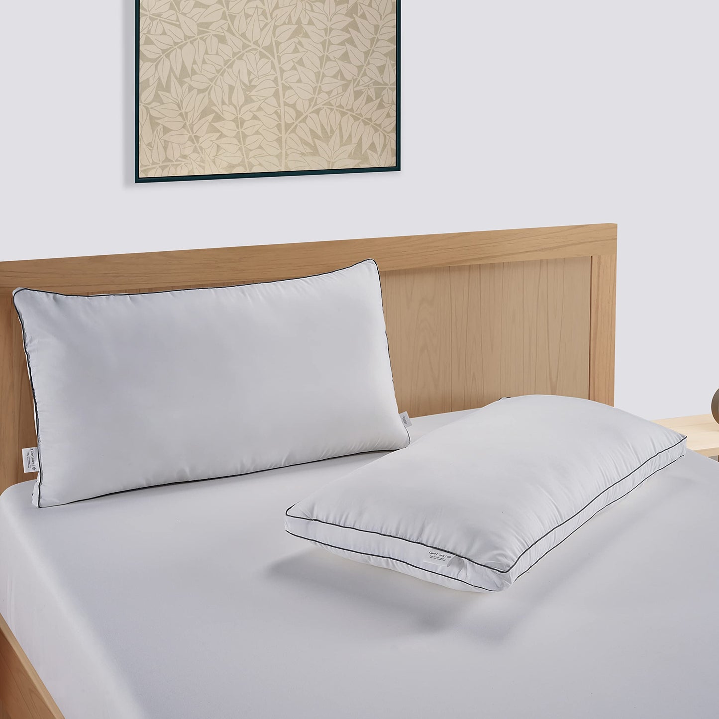 LANE LINEN Bed Pillows Standard Size Set of 4-20"x26" Medium Firm Down Alternative Pillows for Sleeping, Hotel Quality Back Stomach or Side Sleeper 4 Pack Pillow, Cooling Soft Easy Care - White