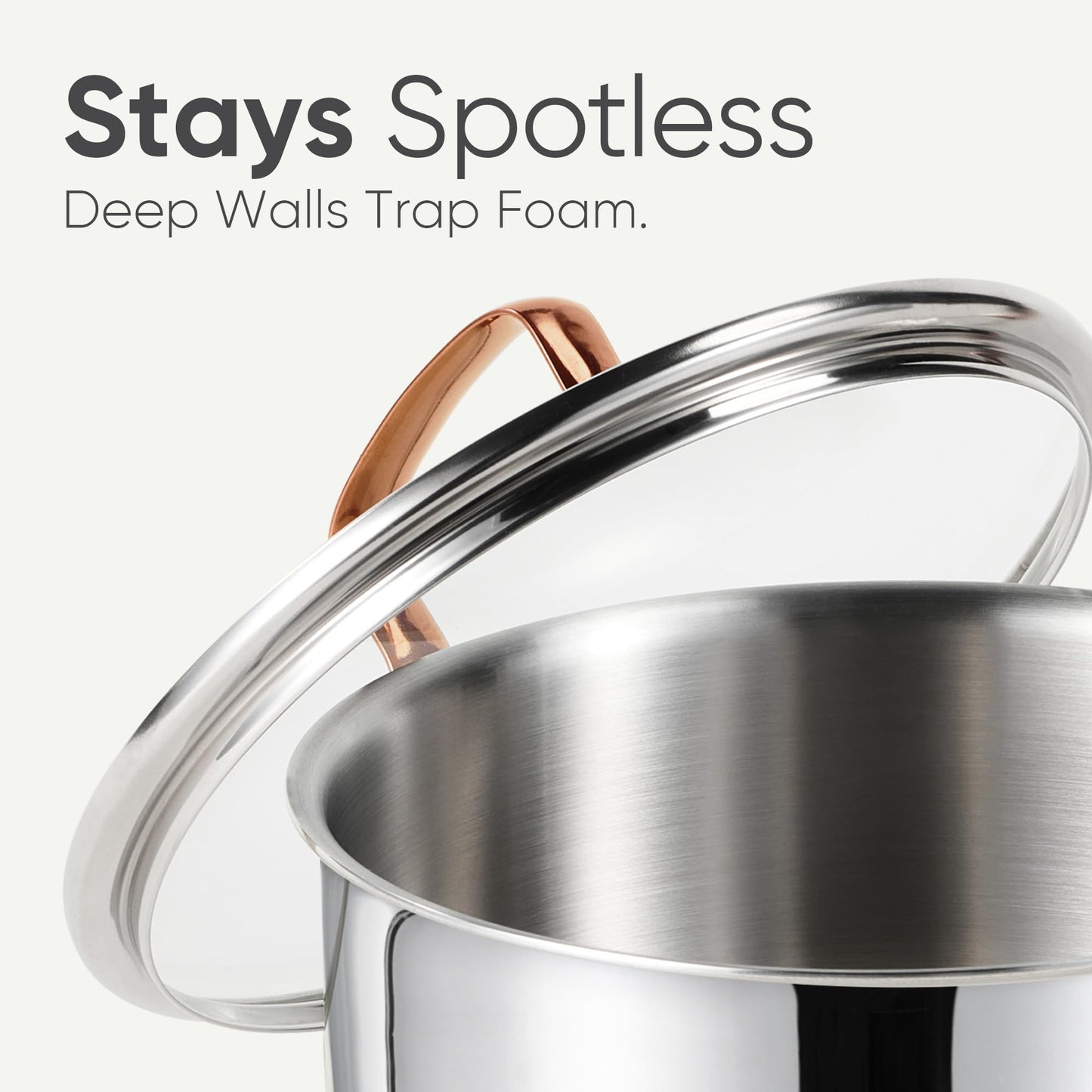 CAROTE 8 Qt Tri-Ply Stainless Steel Stockpot, Non-Toxic Stock Pot with Lid, Soup Pot for Pasta, Even Heating, Oven Safe, Induction, Ceramic and Gas Cooktops Compatible, Sliver, Mothers Day Gifts