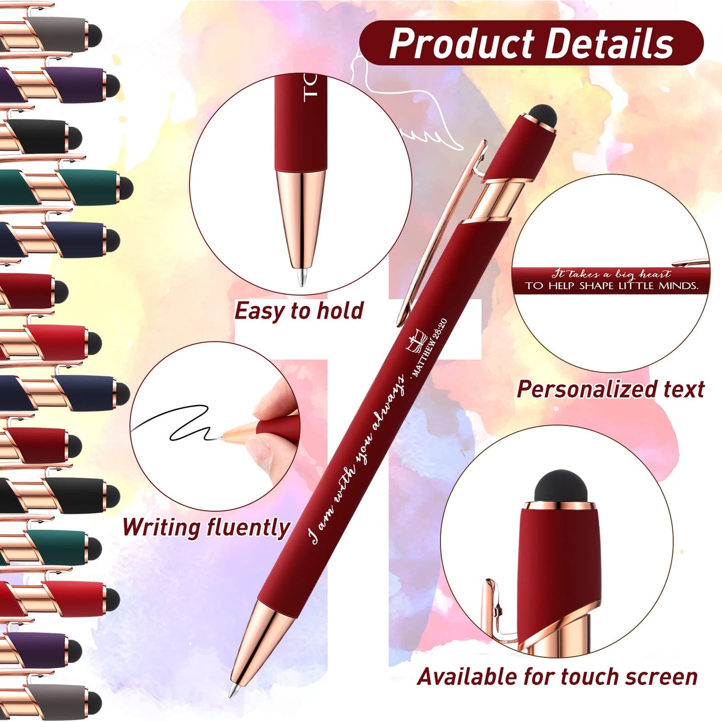 Fumete 84 Pcs Christian Pens with Stylus Tip, 7 Color 7 Quote Bible Verse Ballpoint Pen Inspirational Christian Gift Bulk for Fathers Day Religious Gift Men Dad Husband Women Office Church Graduation
