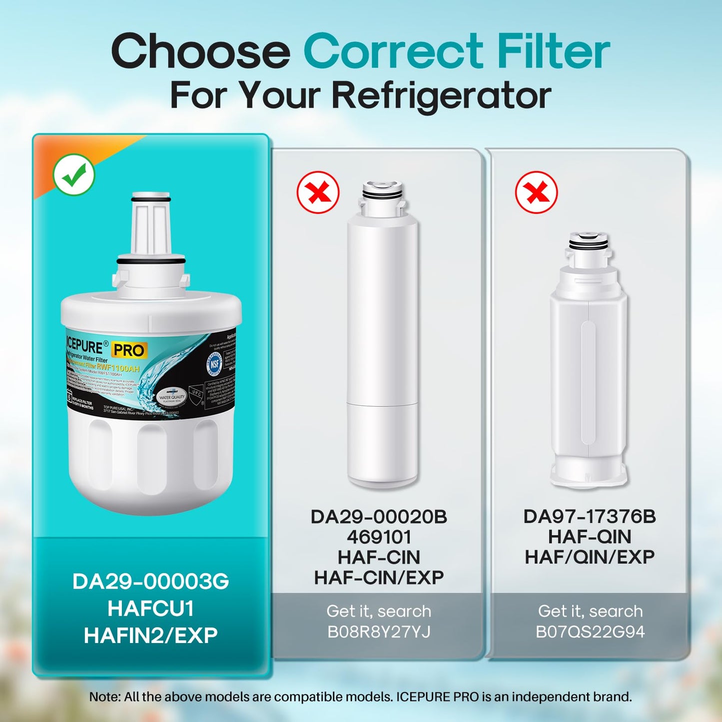 ICEPURE DA29-00003G Remove PFOA&PFOS, NSF/ANSI 401&473&53&42&NSF/ANSI/CAN 372 Water Filter, Replacement for Samsung DA29-00003A, Aqua-Pure Plus DA29-00003B, HAFCU1, RF267AERS, HDX-FMS-1, 3PACK