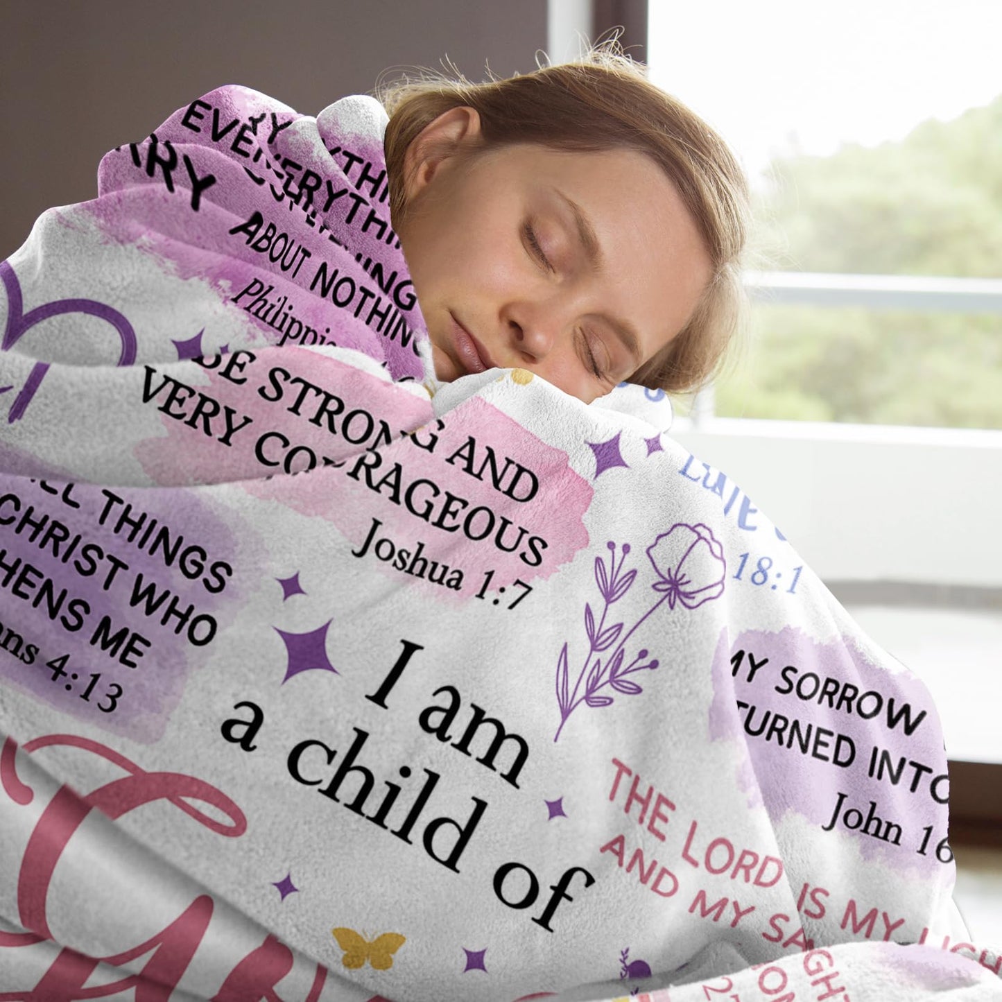 Encoink Baptism Gifts for Girl, I Am a Child of God Blanket, Teen Girl Gifts Trendy Stuff, Christian Birthday Gifts for Teen Girls, Women Confirmation & First Communion Gifts for Girls(50 * 60)